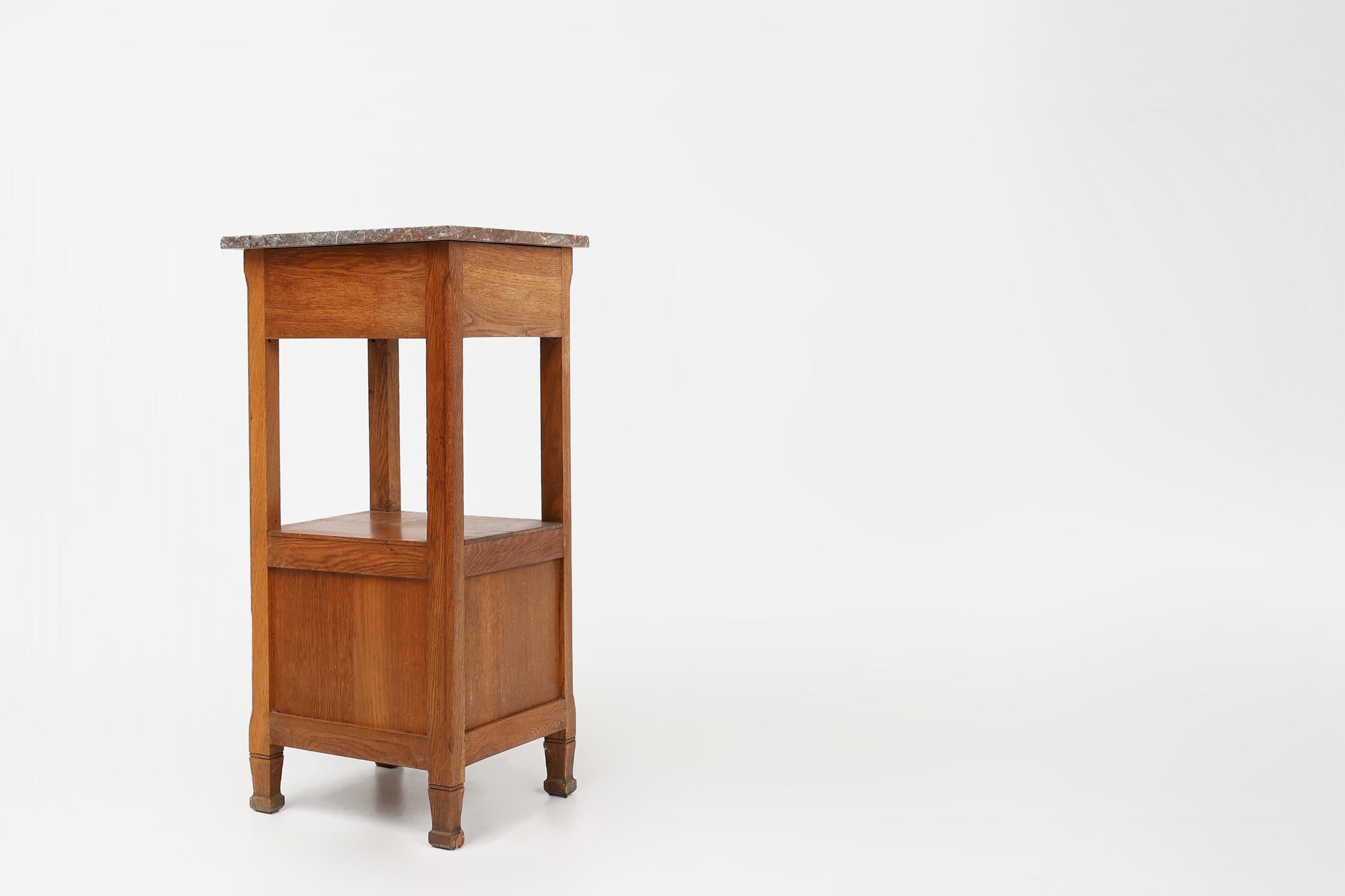 Art Deco nightstand in oak with pink marble top, France ca. 1930 For Sale 6