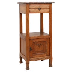 Art Deco nightstand in oak with pink marble top, France ca. 1930
