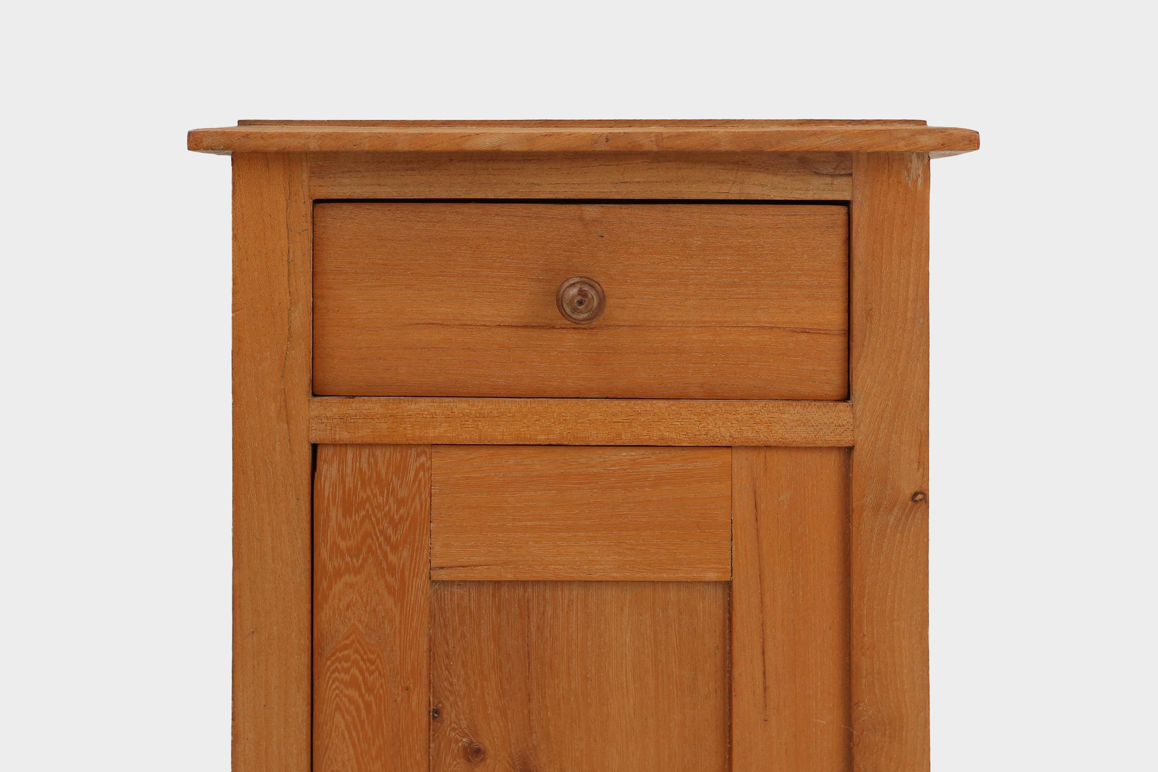 French Art Deco nightstand in pine wood, France ca. 1930 For Sale