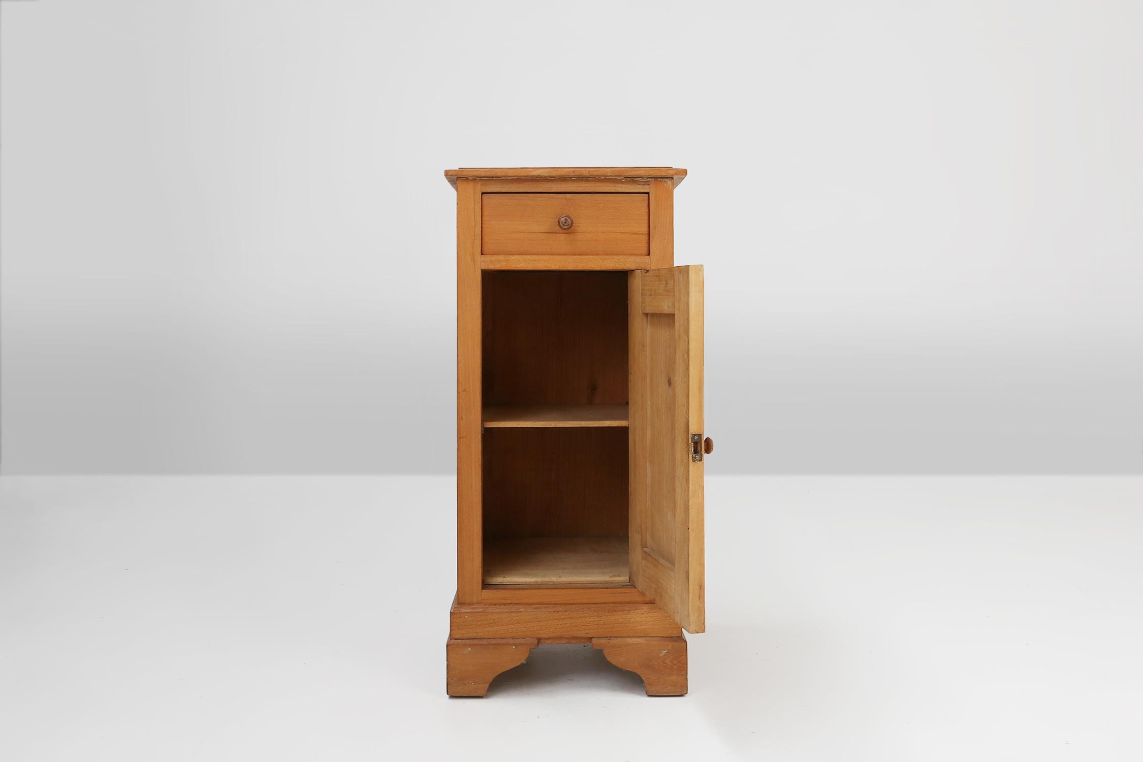 Mid-20th Century Art Deco nightstand in pine wood, France ca. 1930 For Sale