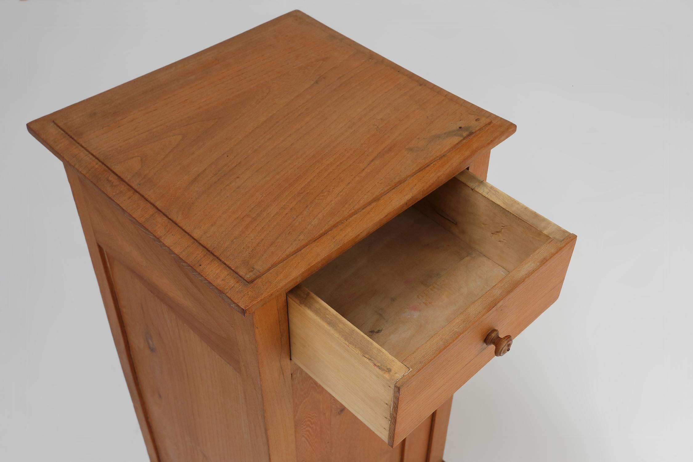 Wood Art Deco nightstand in pine wood, France ca. 1930 For Sale
