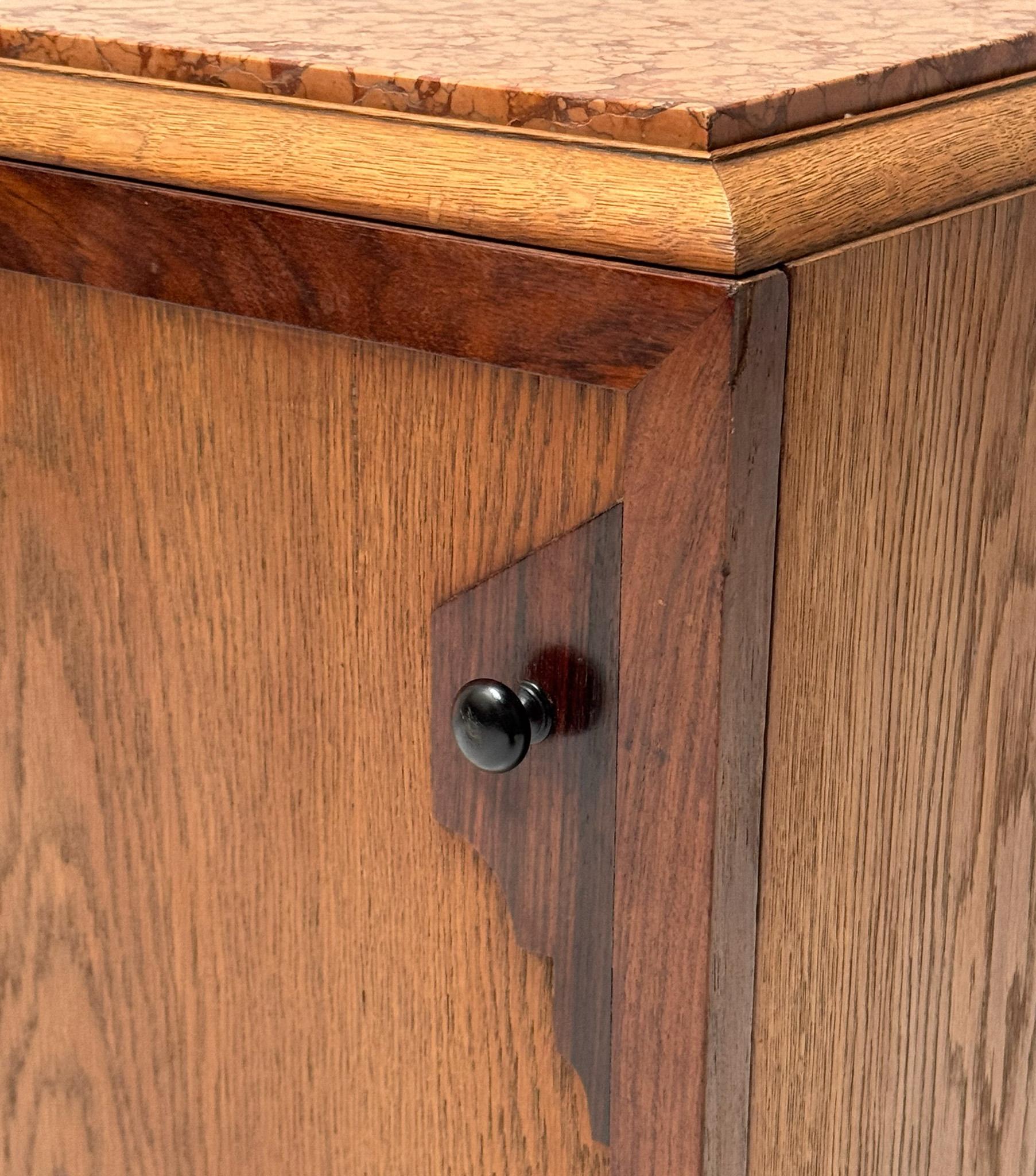Art Deco Nightstand or Bedside Table with Marble Top, 1930s For Sale 5