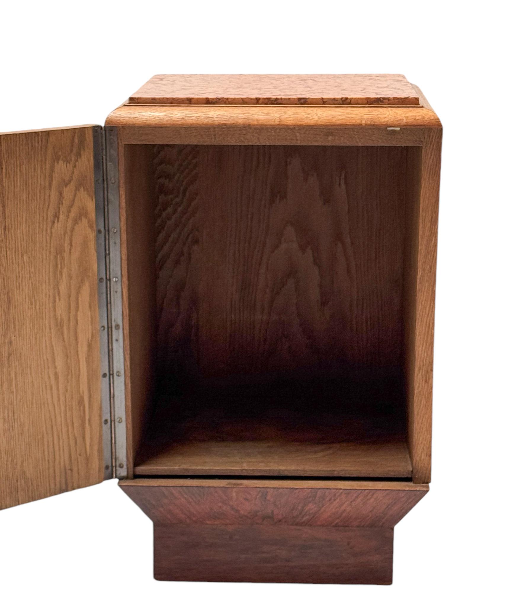 Dutch Art Deco Nightstand or Bedside Table with Marble Top, 1930s For Sale