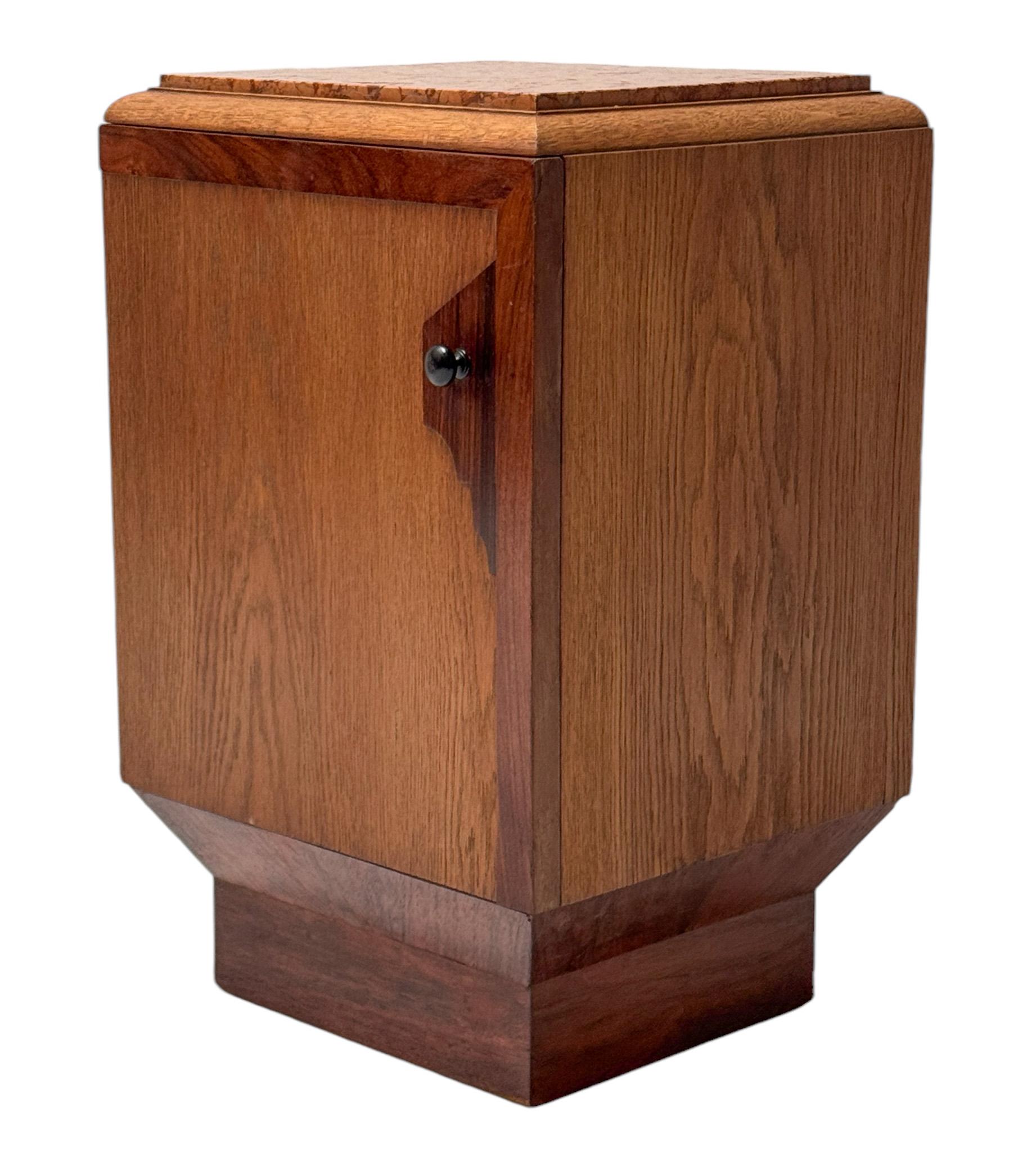 Art Deco Nightstand or Bedside Table with Marble Top, 1930s In Good Condition For Sale In Amsterdam, NL