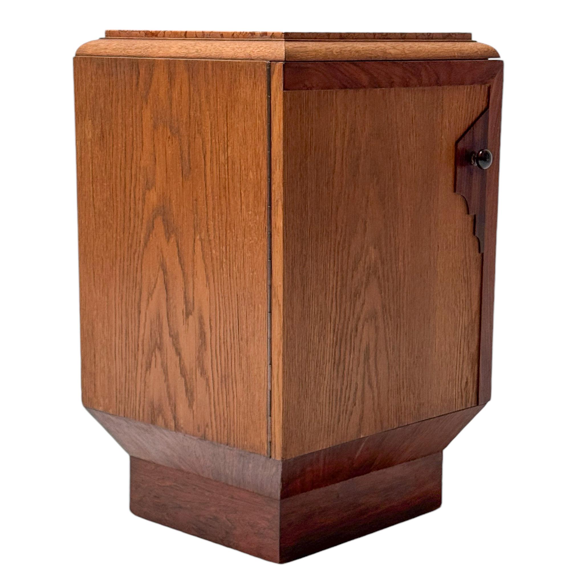 Mid-20th Century Art Deco Nightstand or Bedside Table with Marble Top, 1930s For Sale