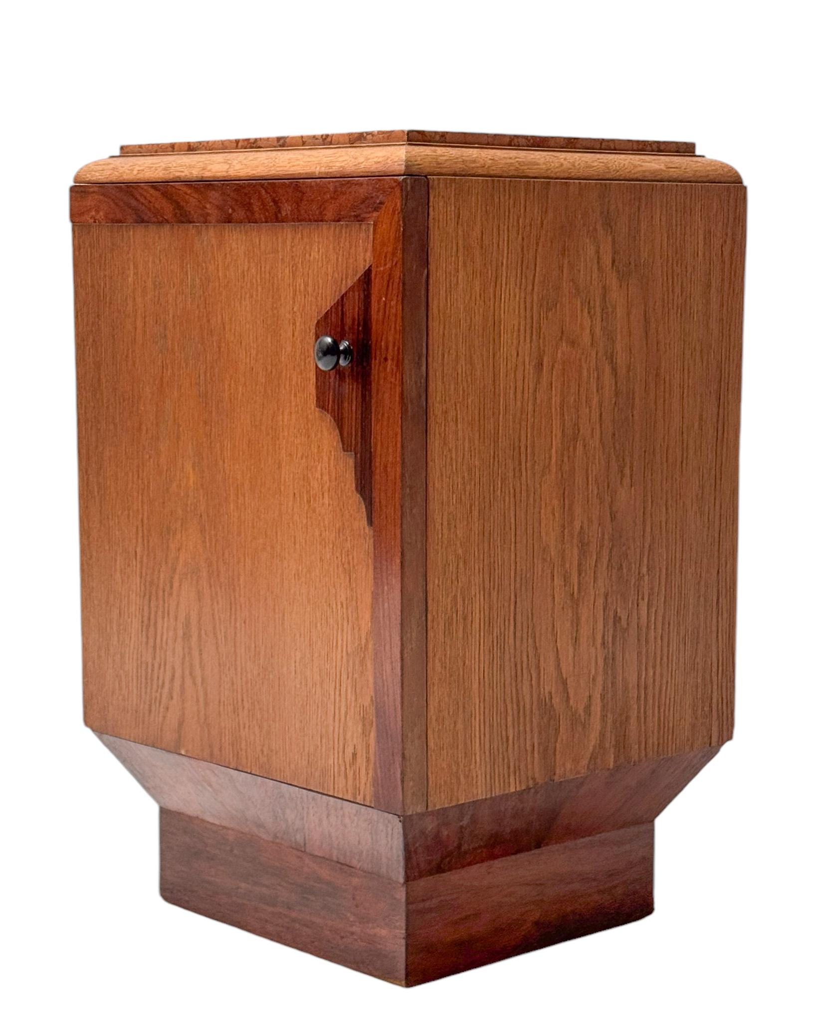 Art Deco Nightstand or Bedside Table with Marble Top, 1930s For Sale 2