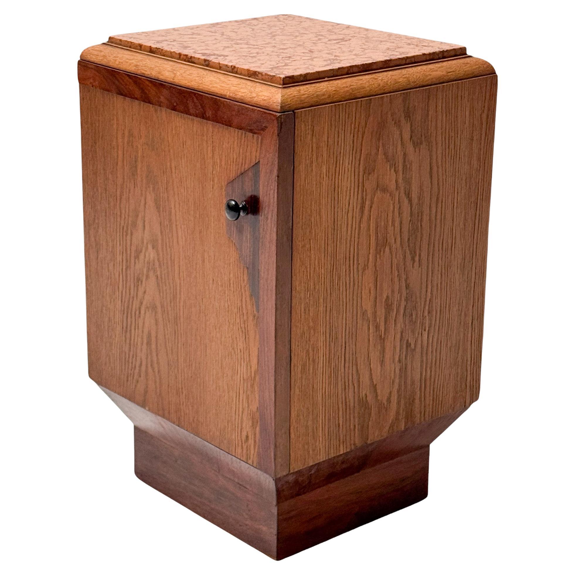 Art Deco Nightstand or Bedside Table with Marble Top, 1930s