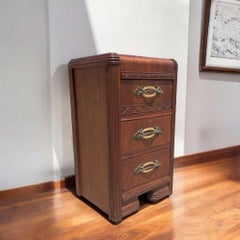 Art Deco Nightstand, Waterfall Edge, Warm Wood, USA, c. 1930s