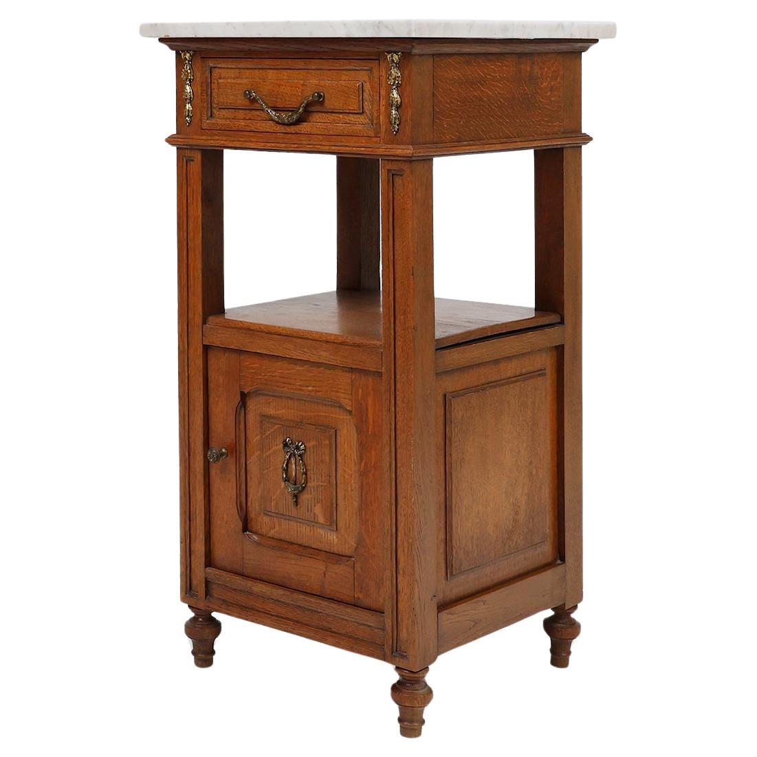 Art Deco nightstand with a Carrara marble top, France ca. 1910