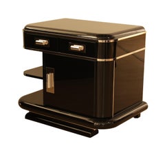 Art Deco Nightstands, Black Lacquer, France, circa 1930