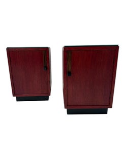 Art Deco Nightstands by A.H. Jansen, Solid Oak & Macassar Ebony, 1920s