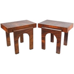 Art Deco Nightstands or Sofa Side Tables from Wood, Italy, circa 1930