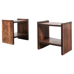 Vintage Art Deco Nightstands or Sofa Side Tables from Wood, Italy, circa 1930
