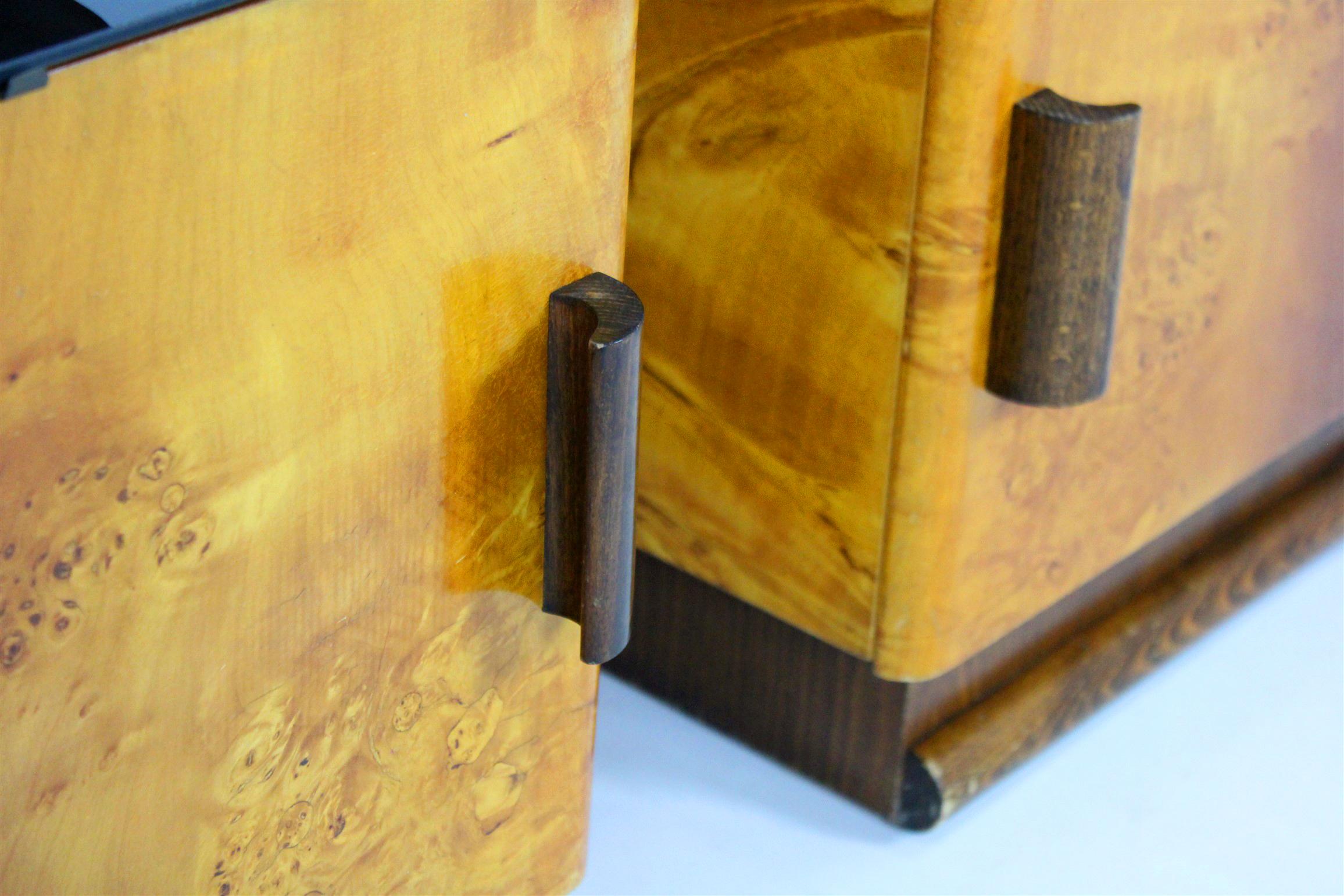 Art Deco Nightstands with Black Glass Tops, 1950s, Set of 2 6