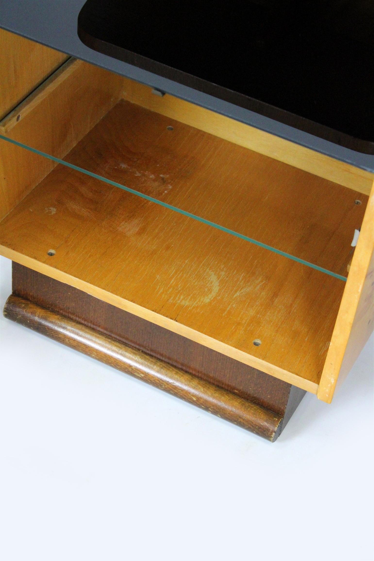Art Deco Nightstands with Black Glass Tops, 1950s, Set of 2 11