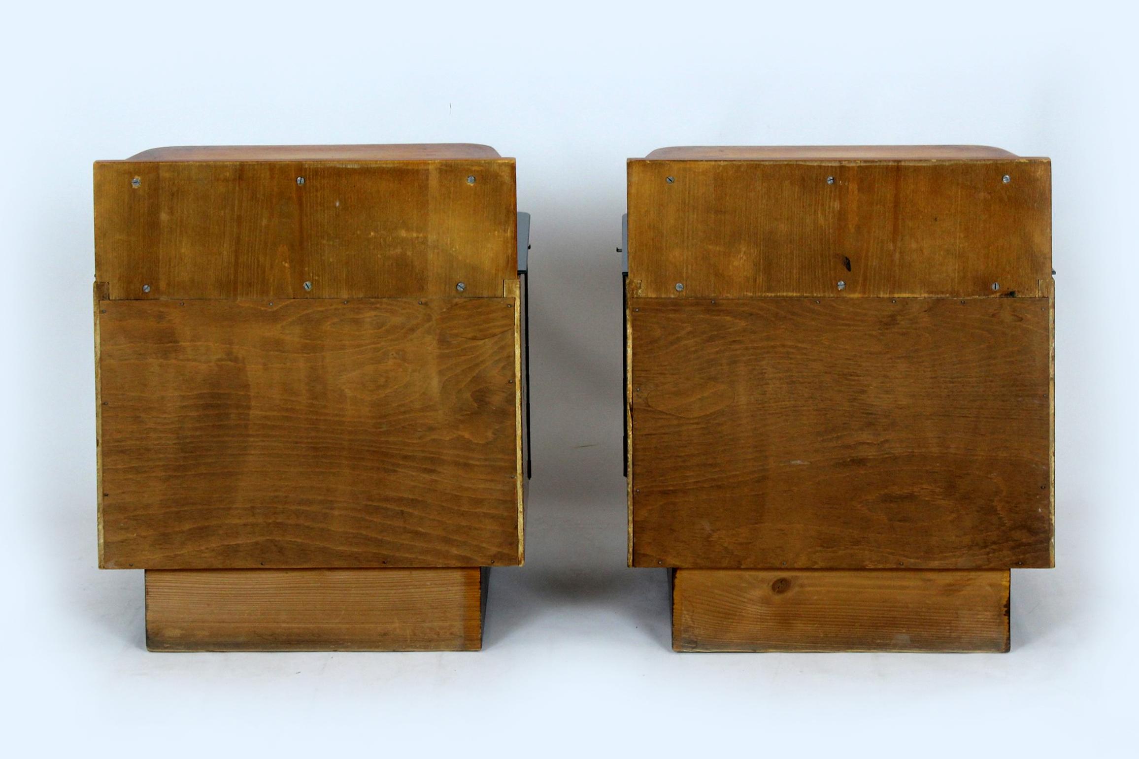 Art Deco Nightstands with Black Glass Tops, 1950s, Set of 2 12