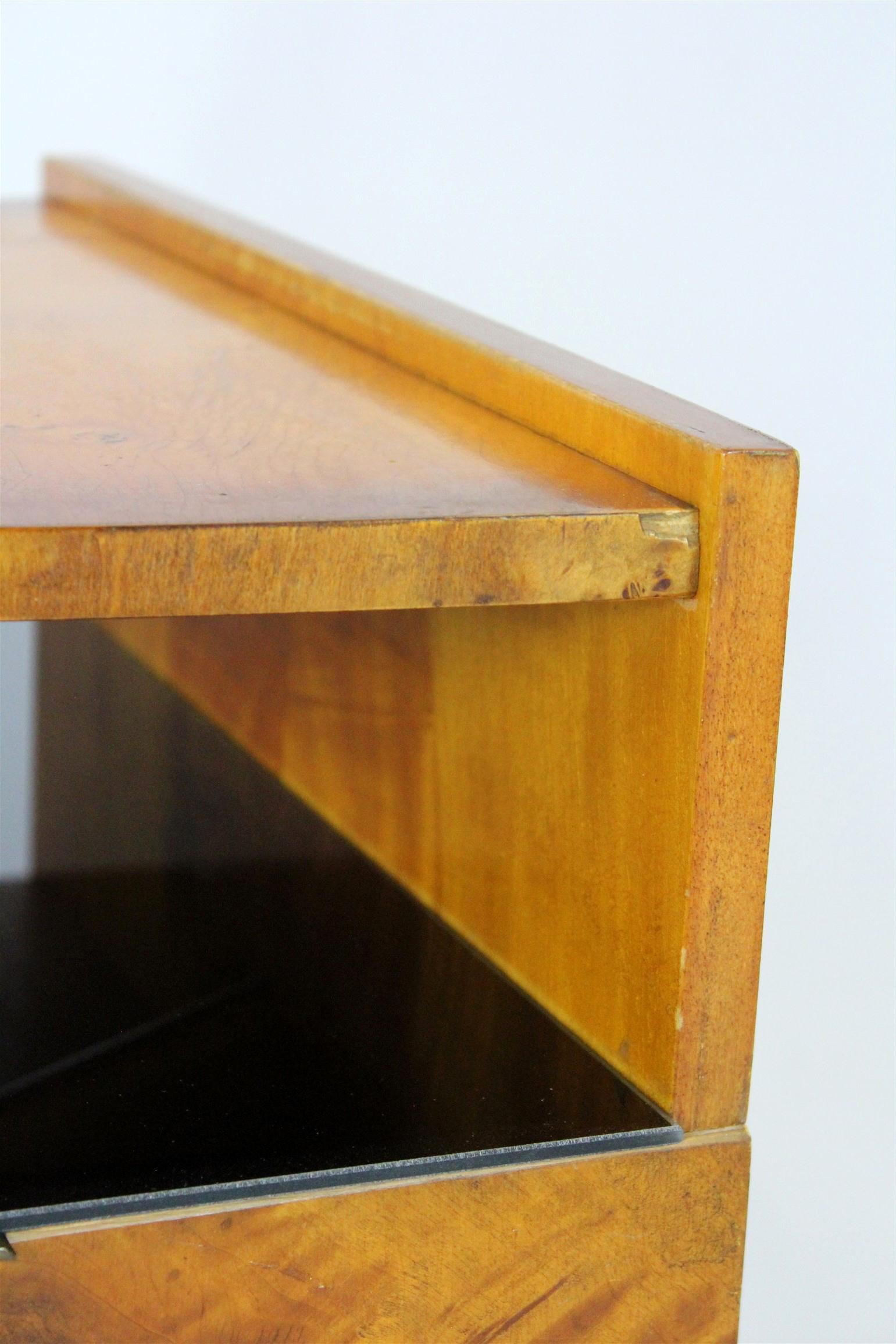 Art Deco Nightstands with Black Glass Tops, 1950s, Set of 2 2