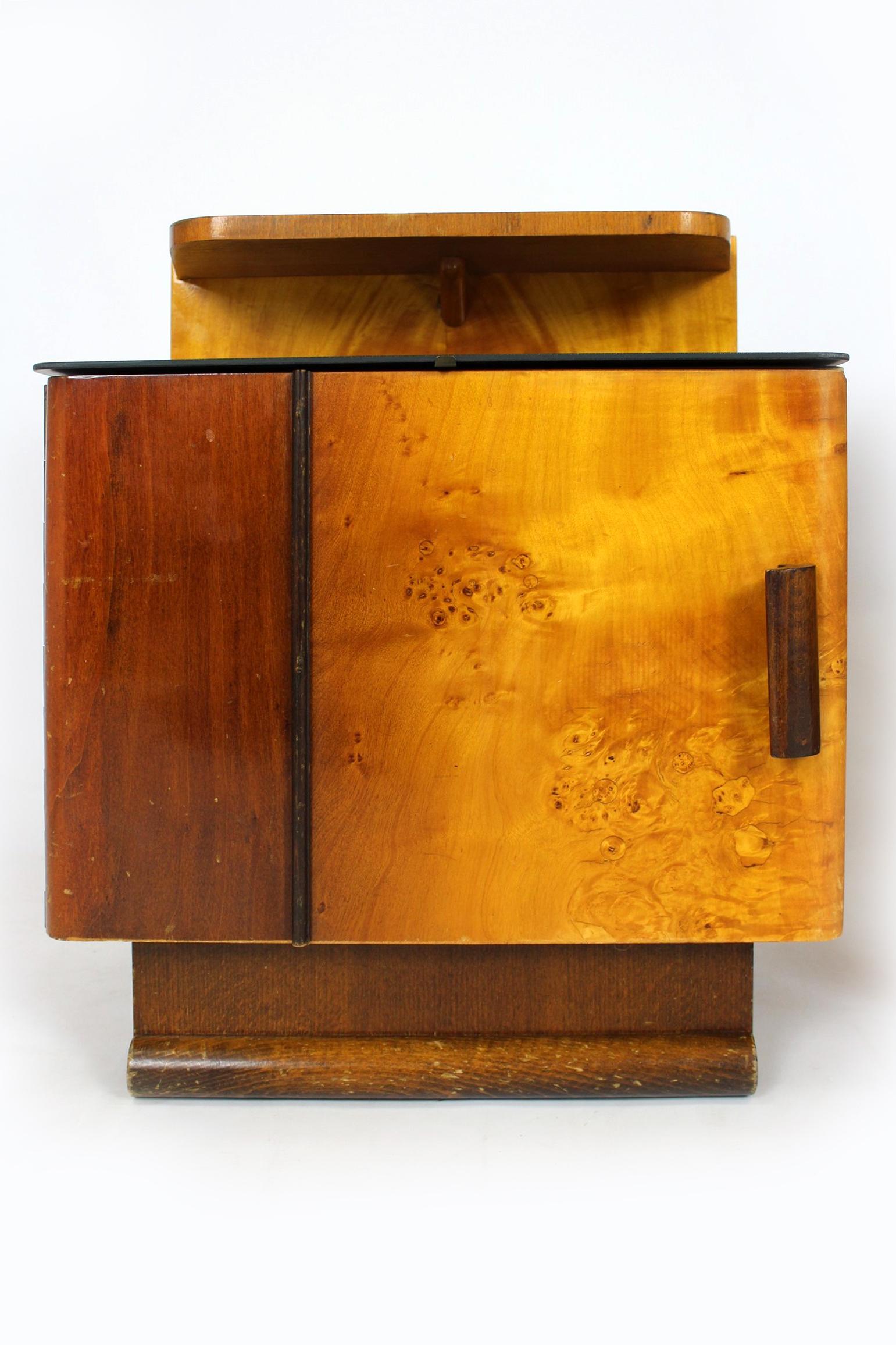 Art Deco Nightstands with Black Glass Tops, 1950s, Set of 2 4