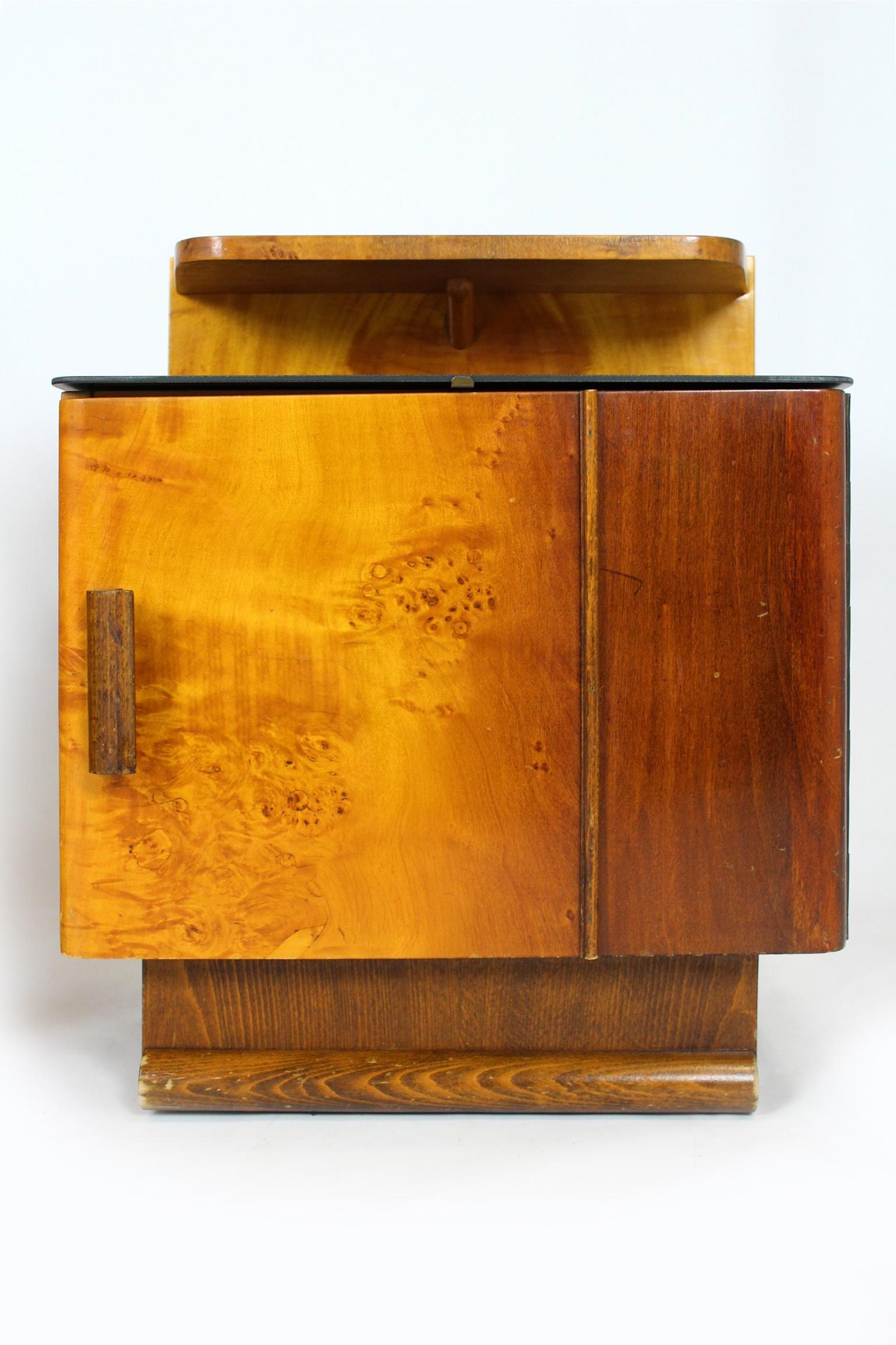 Art Deco Nightstands with Black Glass Tops, 1950s, Set of 2 5