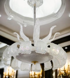 Art Deco Ninfea Iridescent Murano Glass Chandelier by Barovier Italy, 1940