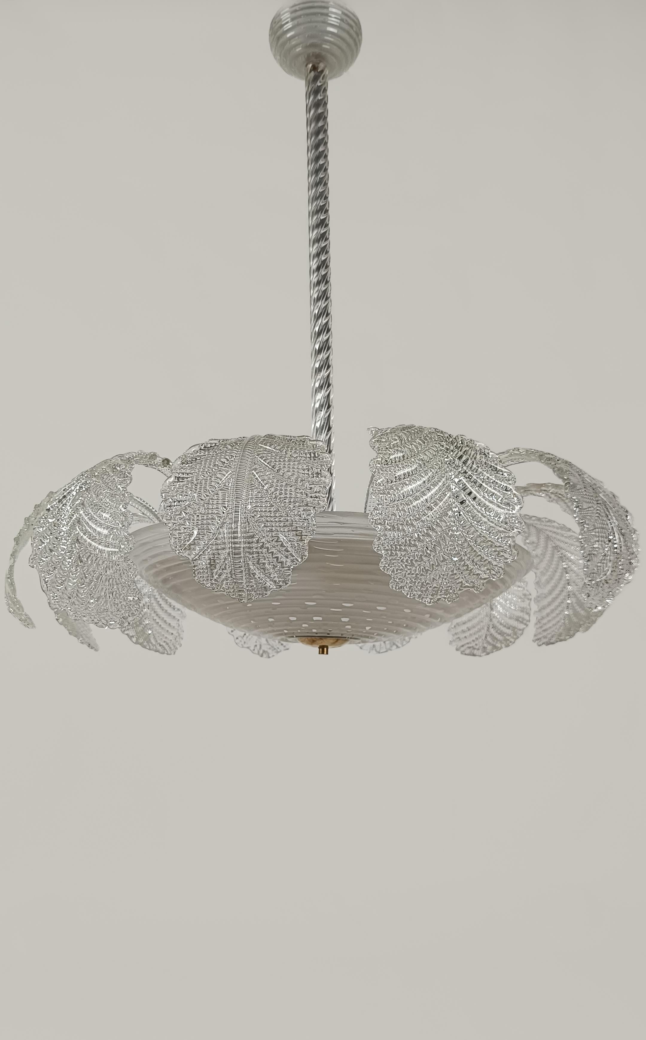 Art Deco Ninfea Murano Glas Kronleuchter von Barovier Italien, 1940 im Angebot 4