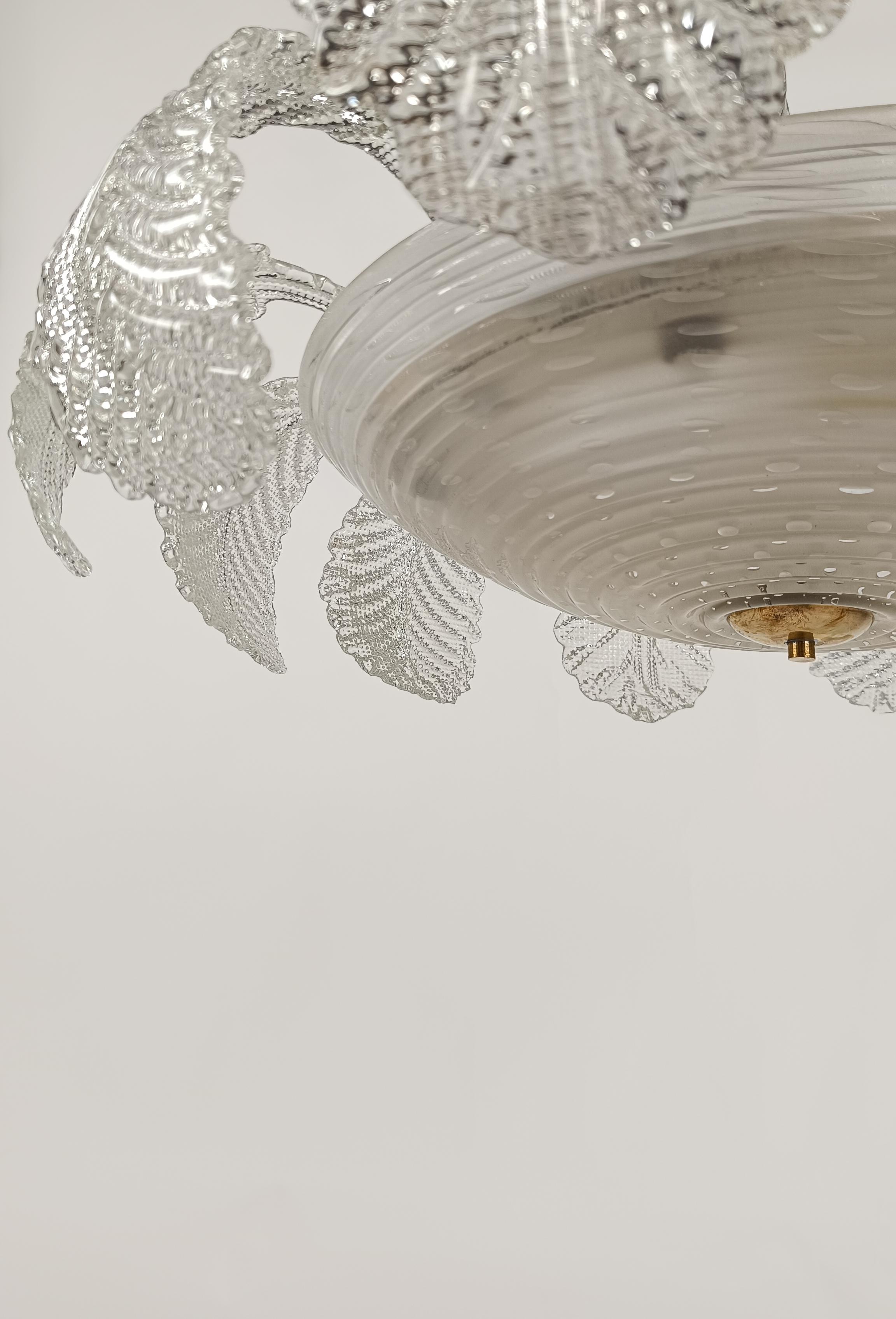 Art Deco Ninfea Murano Glas Kronleuchter von Barovier Italien, 1940 im Angebot 6