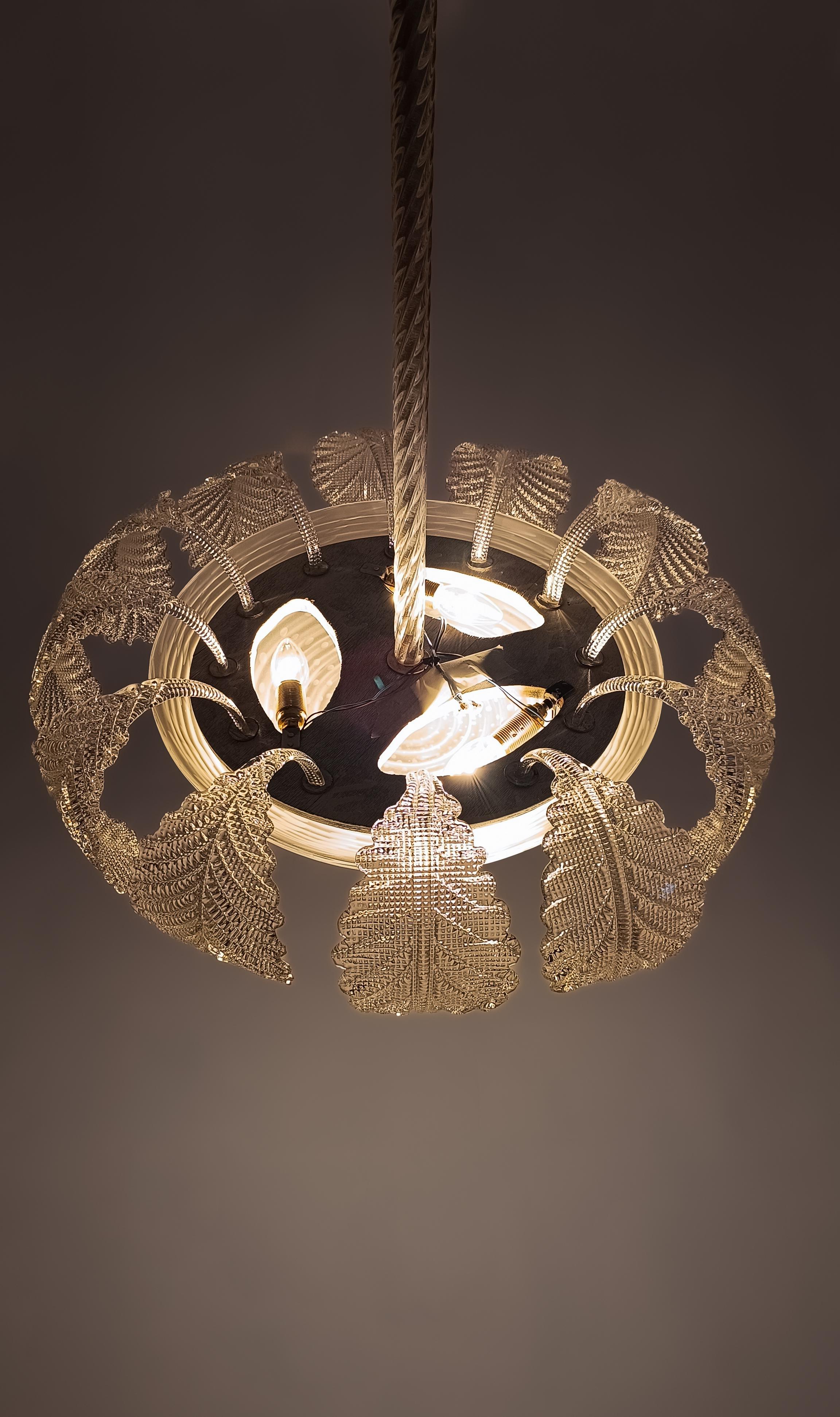 Art Deco Ninfea Murano Glas Kronleuchter von Barovier Italien, 1940 (Italienisch) im Angebot