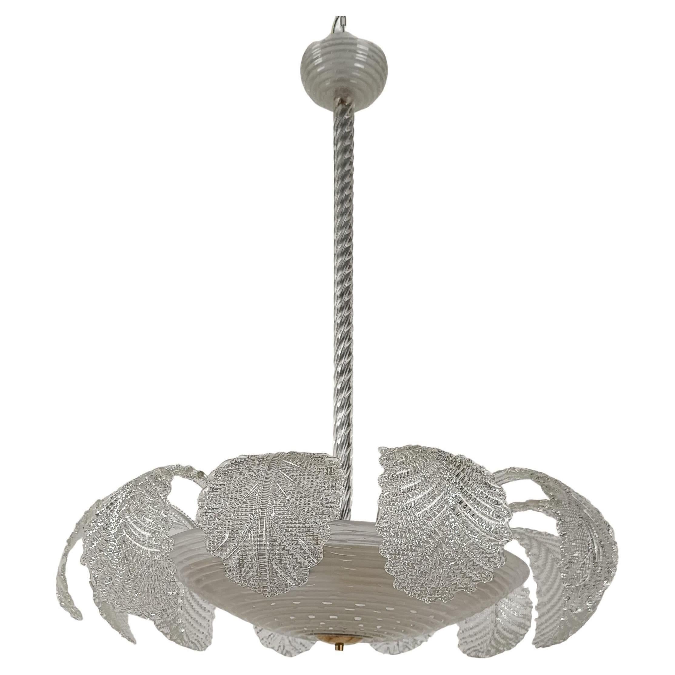 Lámpara Art Déco Ninfea de cristal de Murano de Barovier Italia, 1940