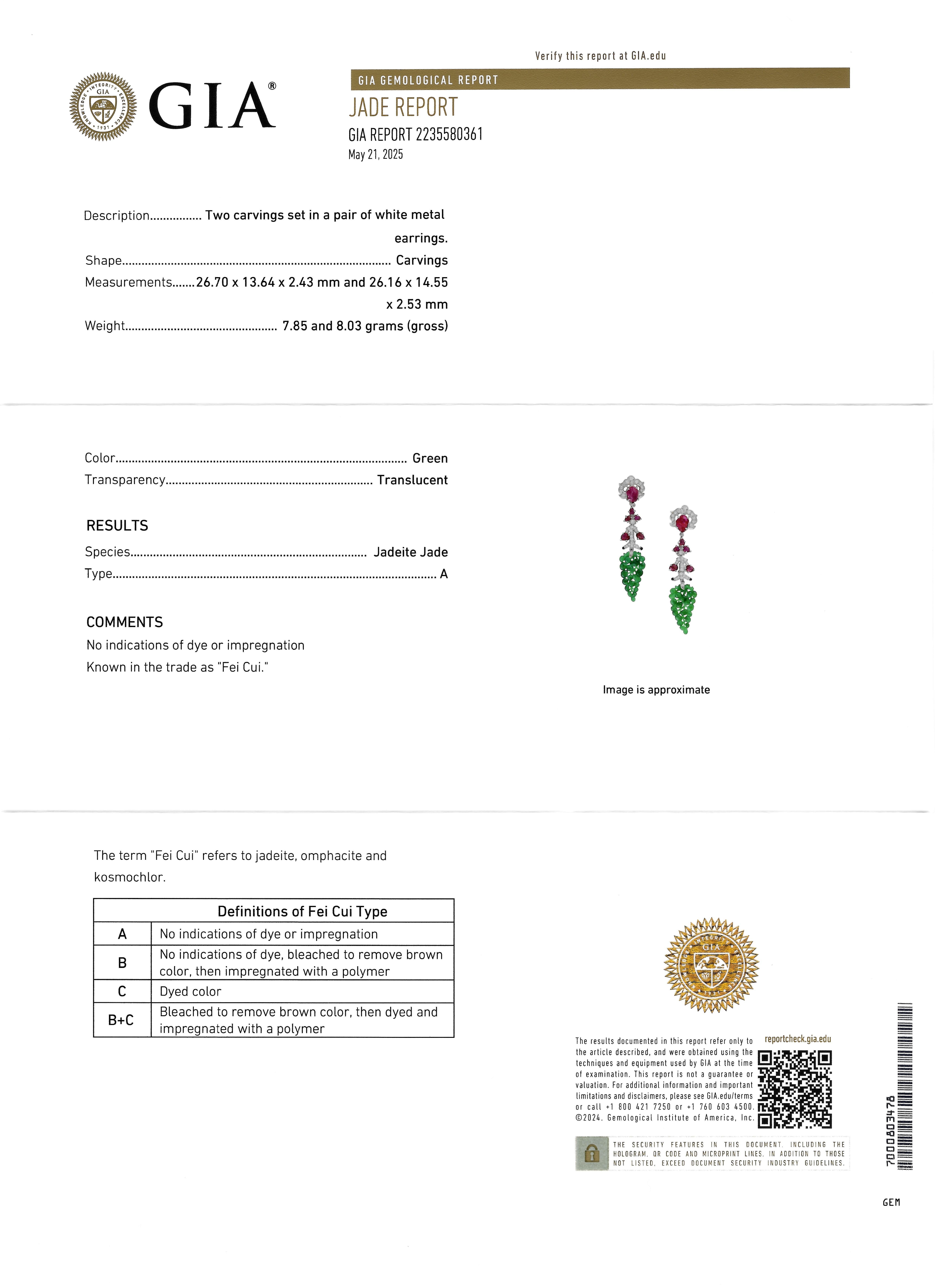Art Deco No Heat Ruby Jade Onyx Diamond Platinum Vintage Tutti Frutti Earrings For Sale 3