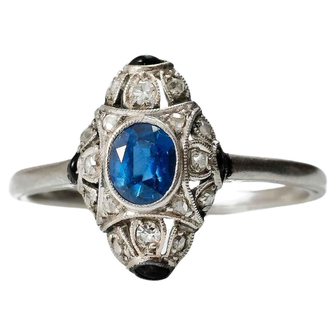 Art Deco no heat sapphire ring. 