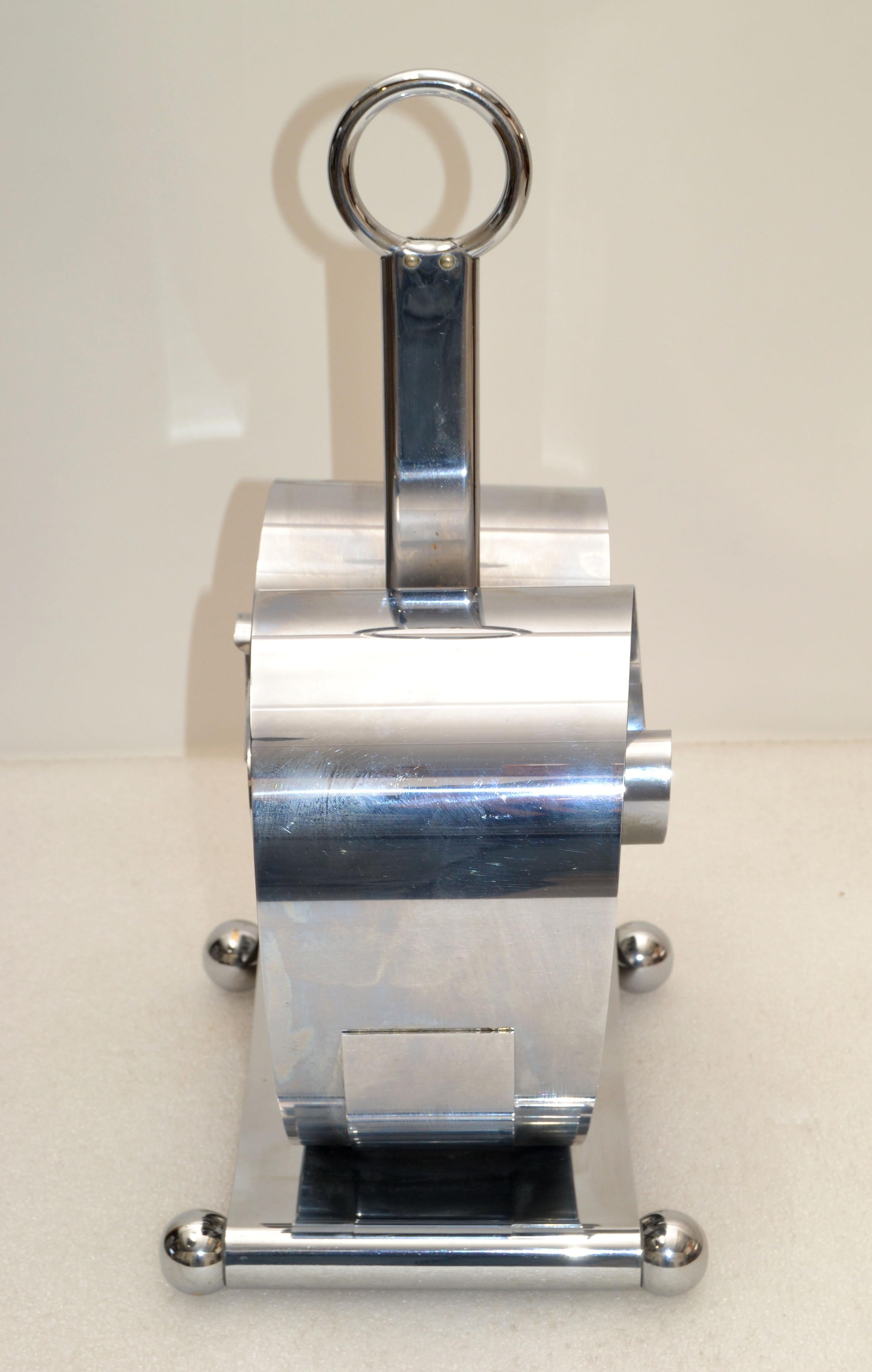 Art Deco Norman Bel Geddes Chrome Plated Stainless Steel Magazine Stand Rack 30s In Good Condition For Sale In Miami, FL