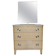 Commode et miroir Art Déco Norman Bel Geddes en acier émaillé, années 1930