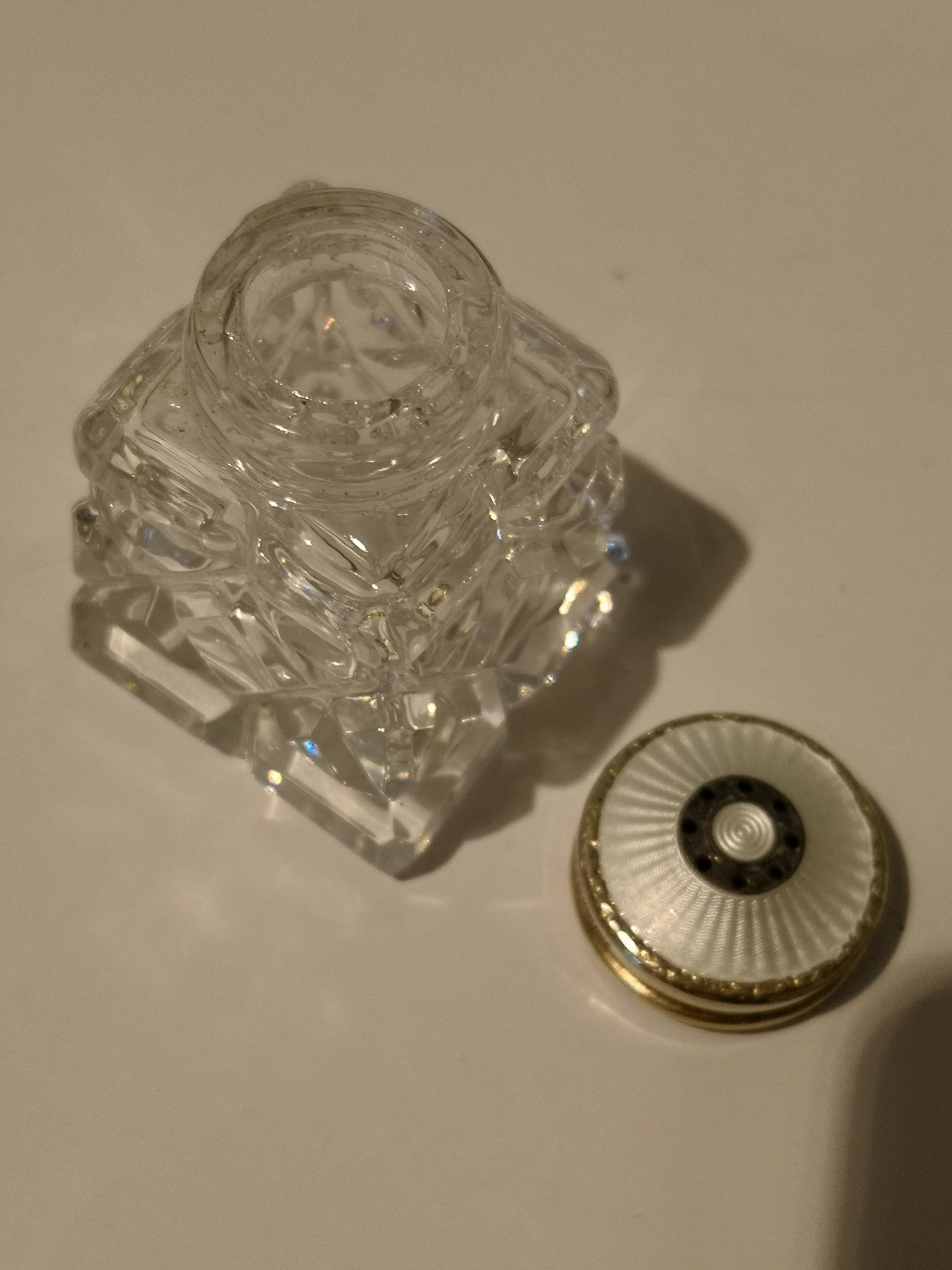 Art Deco Norway Enamelled Set of Five Salt Shaker Crystal and Sterling Silver In Excellent Condition In Kitzbühel, Tirol