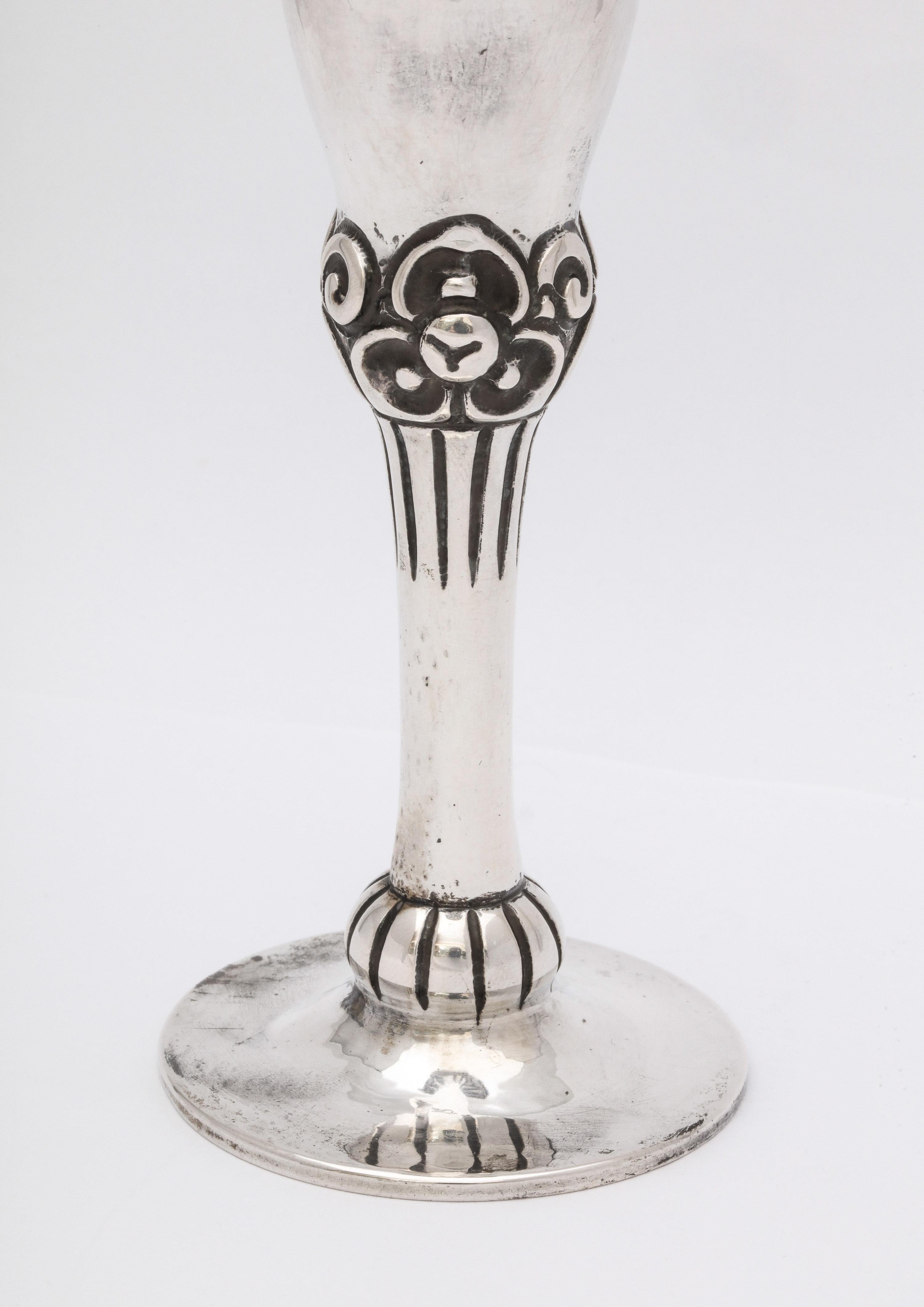 Hammered Art Deco Norwegian Continental Silver '.830' Bud Vase by Magnus Aase For Sale