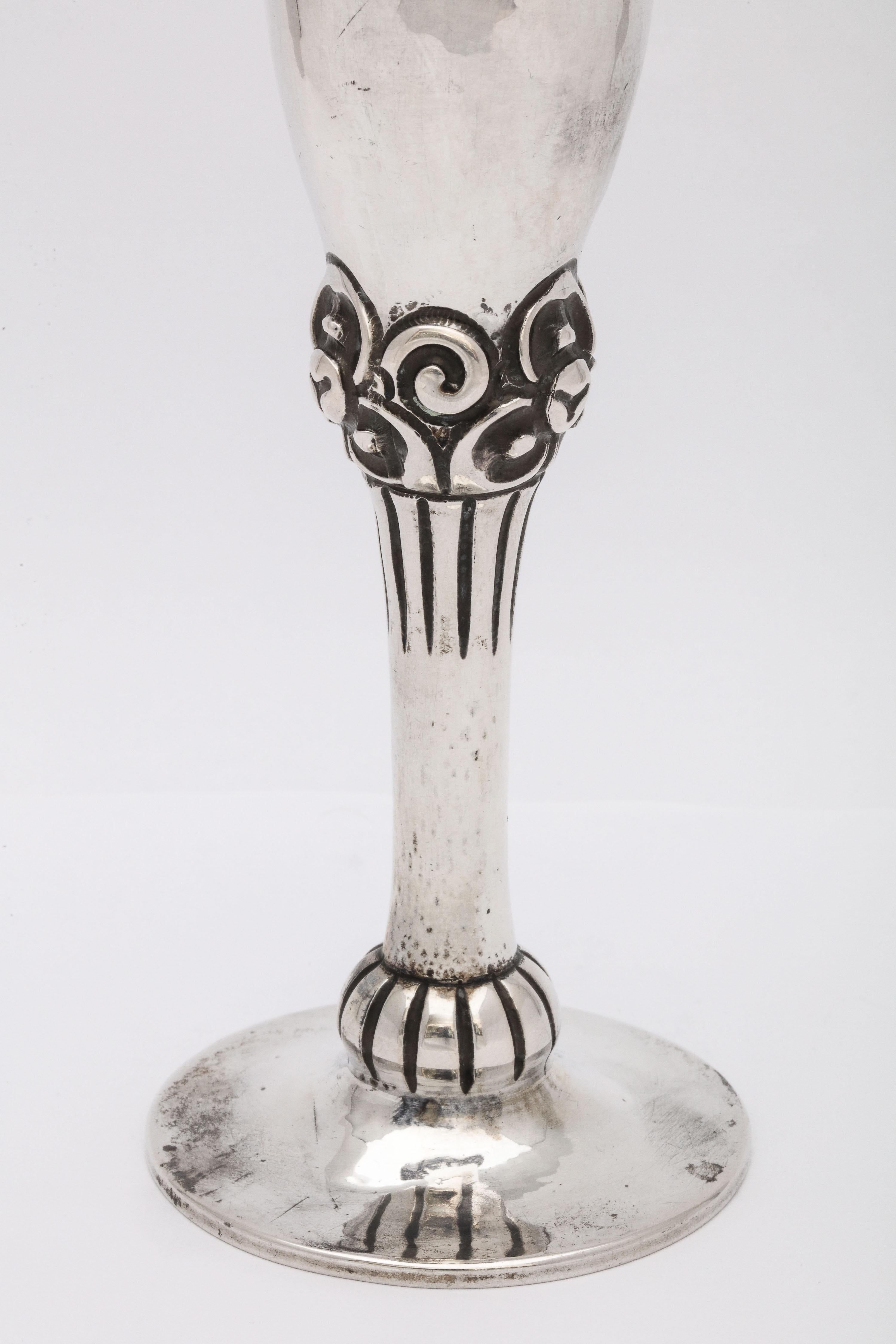 Early 20th Century Art Deco Norwegian Continental Silver '.830' Bud Vase by Magnus Aase For Sale