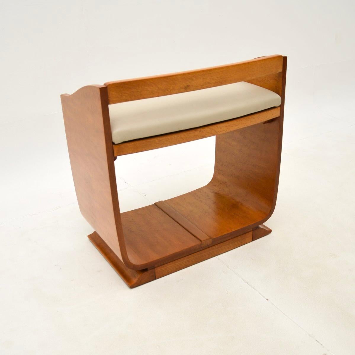 Art Deco Norwegian Elm and Leather Stool Bon état - En vente à London, GB