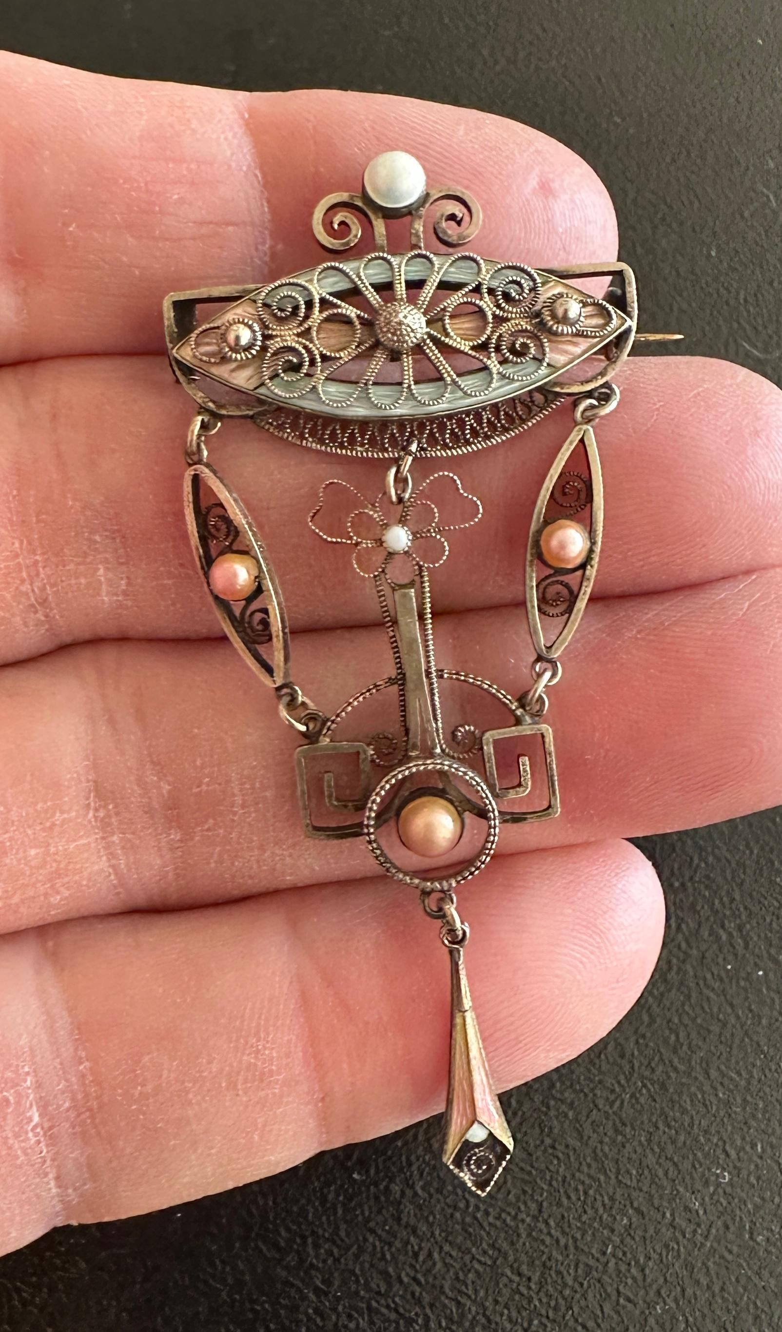 Art Deco Norwegian Guilloche Enamel Solje Brooch Norway Sterling Silver For Sale 6