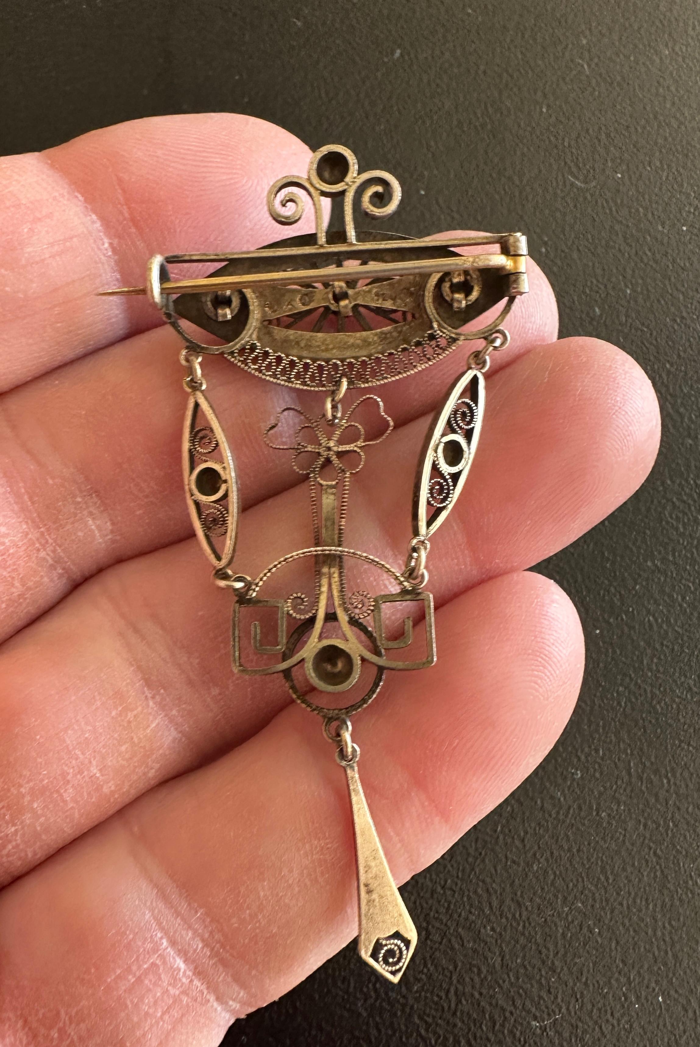 Art Deco Norwegian Guilloche Enamel Solje Brooch Norway Sterling Silver For Sale 4