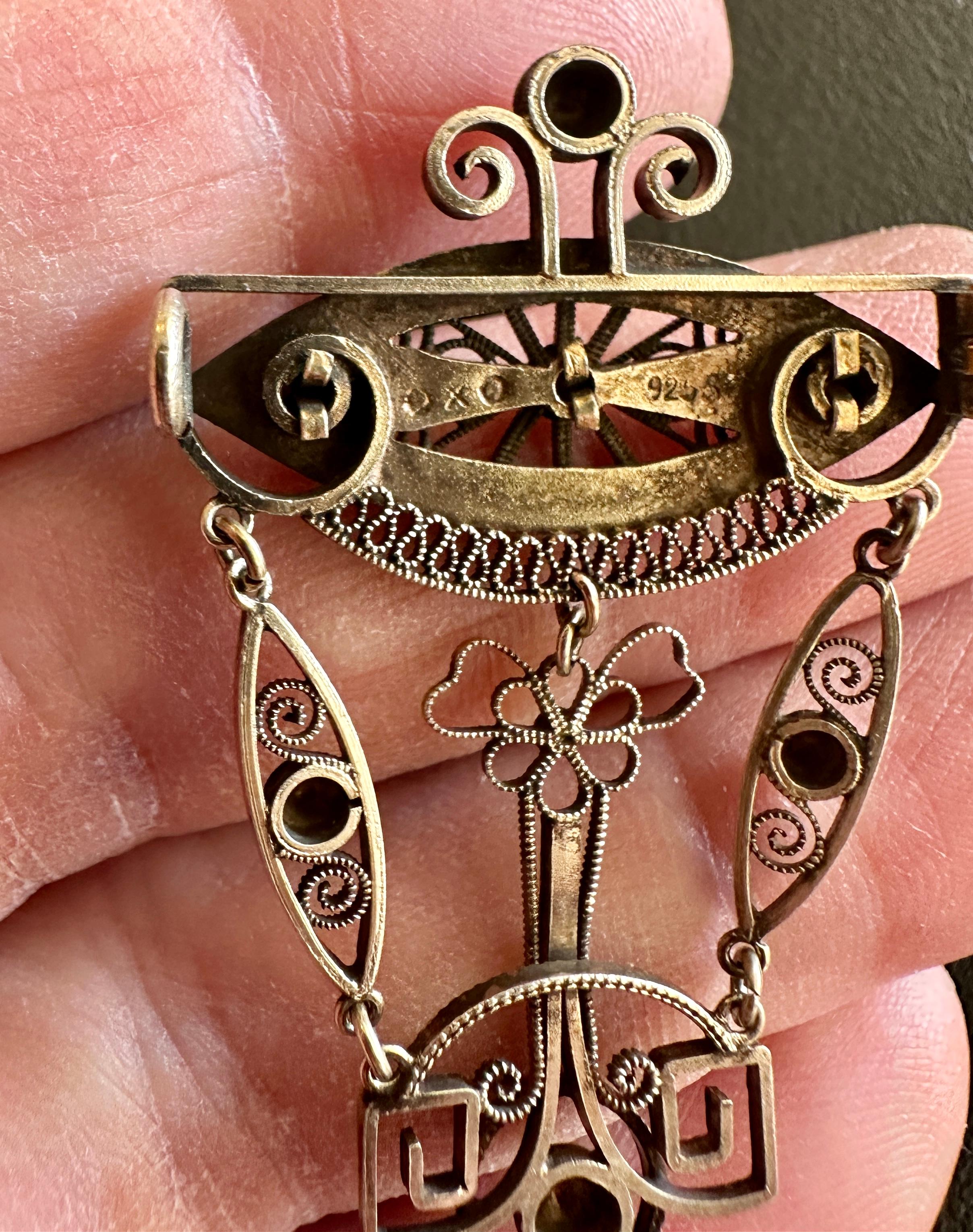 Art Deco Norwegian Guilloche Enamel Solje Brooch Norway Sterling Silver For Sale 5