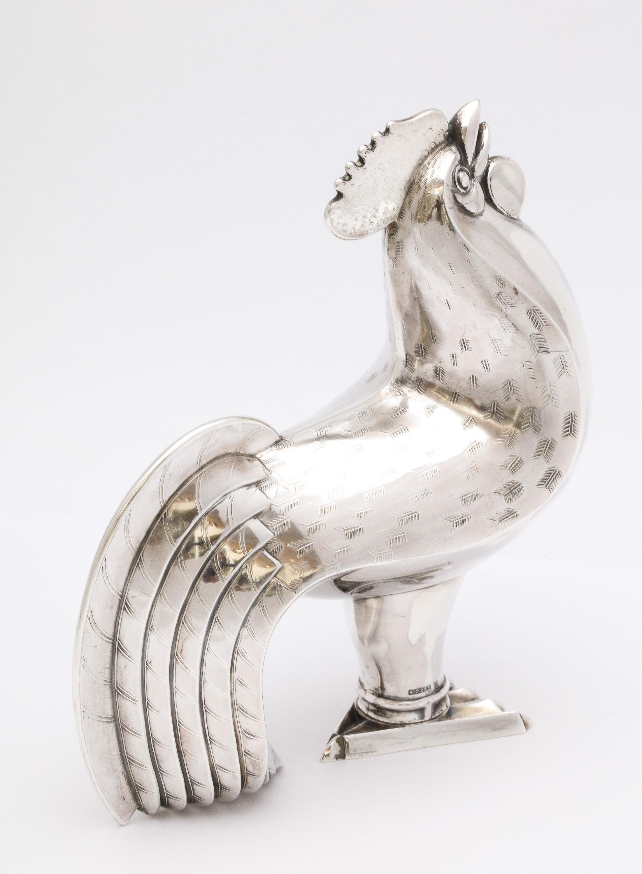 Art Deco Norwegian Sterling Silver Rooster-Form Sugar Caster by Tostrup 4