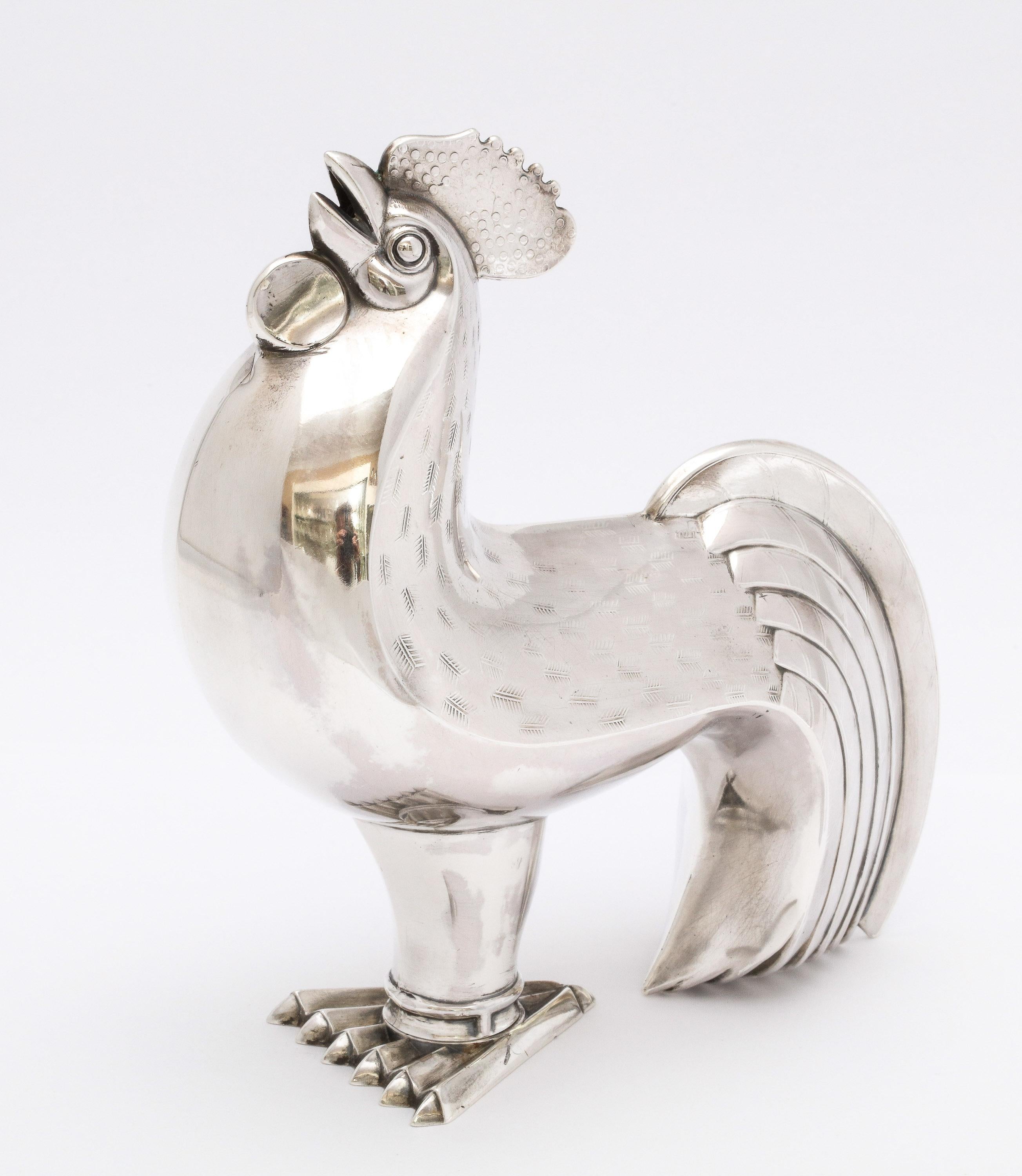 Art Deco Norwegian Sterling Silver Rooster-Form Sugar Caster by Tostrup 8