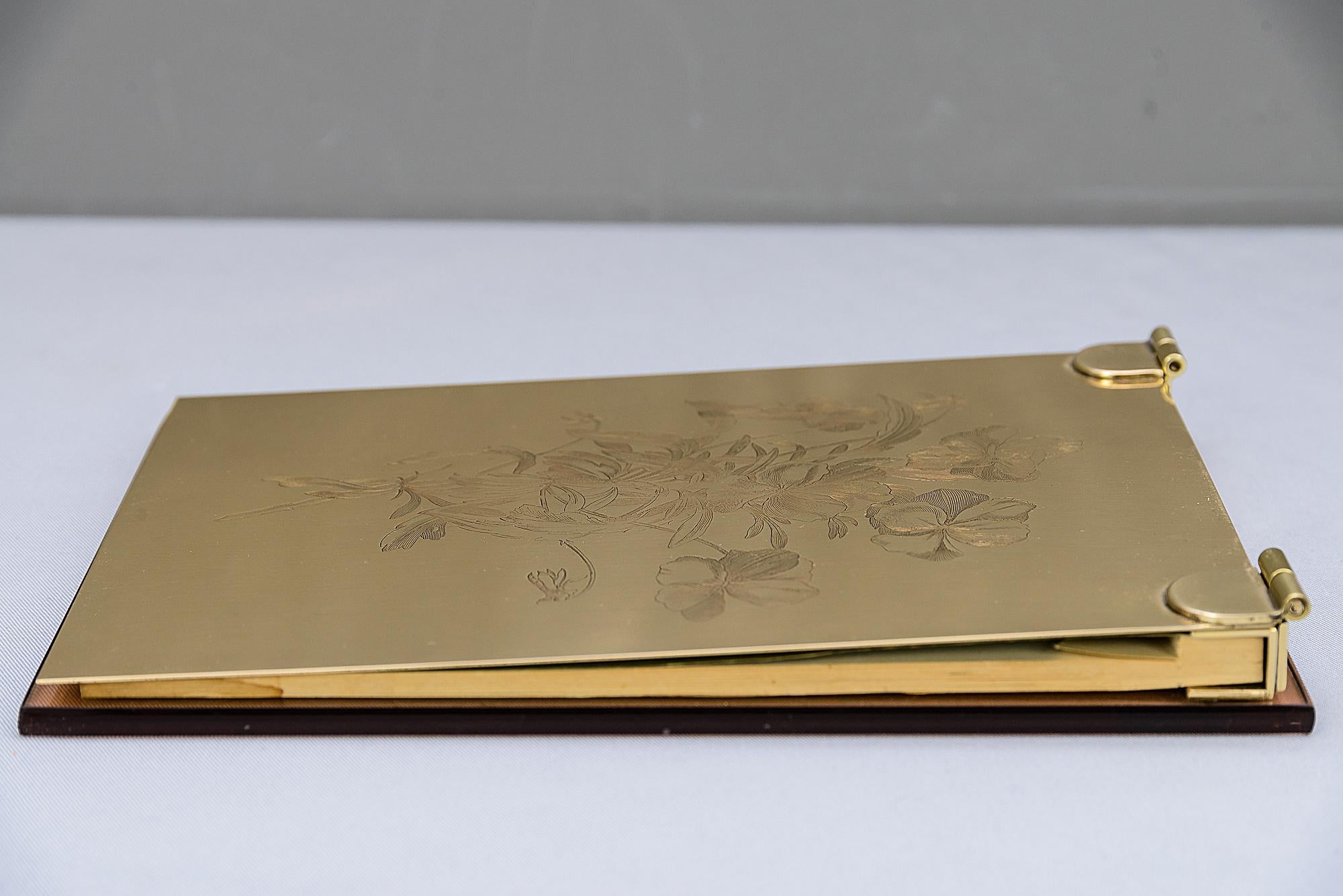 Lacquered Art Deco Note Pad with Glass and Brass