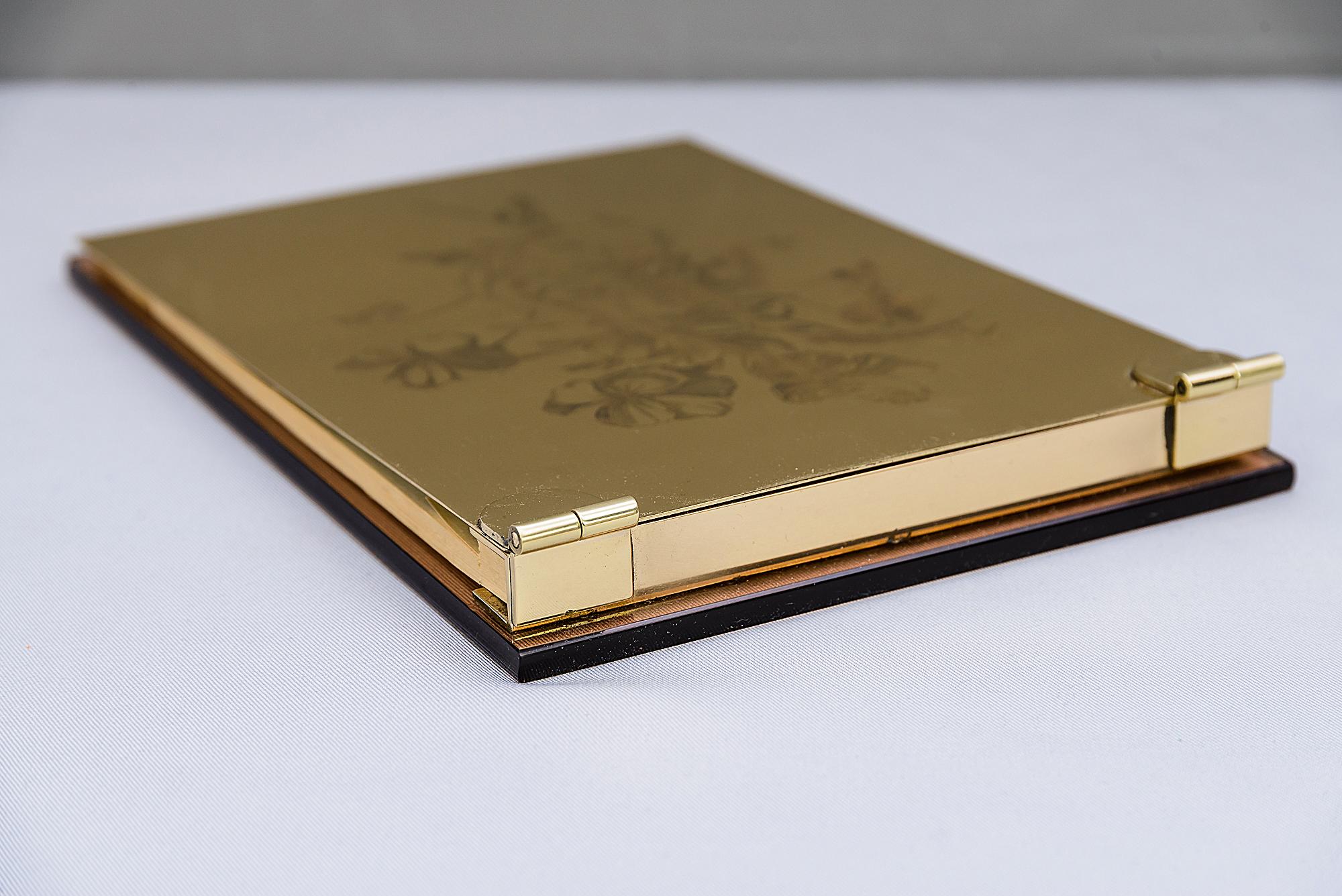 Art Deco Note Pad with Glass and Brass In Good Condition In Wien, AT