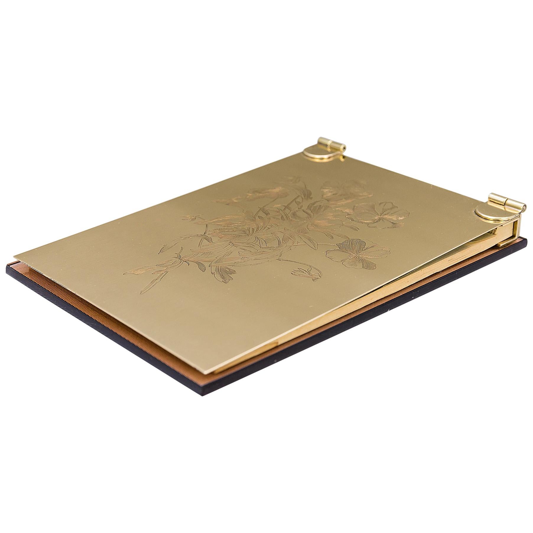 Art Deco Note Pad with Glass and Brass