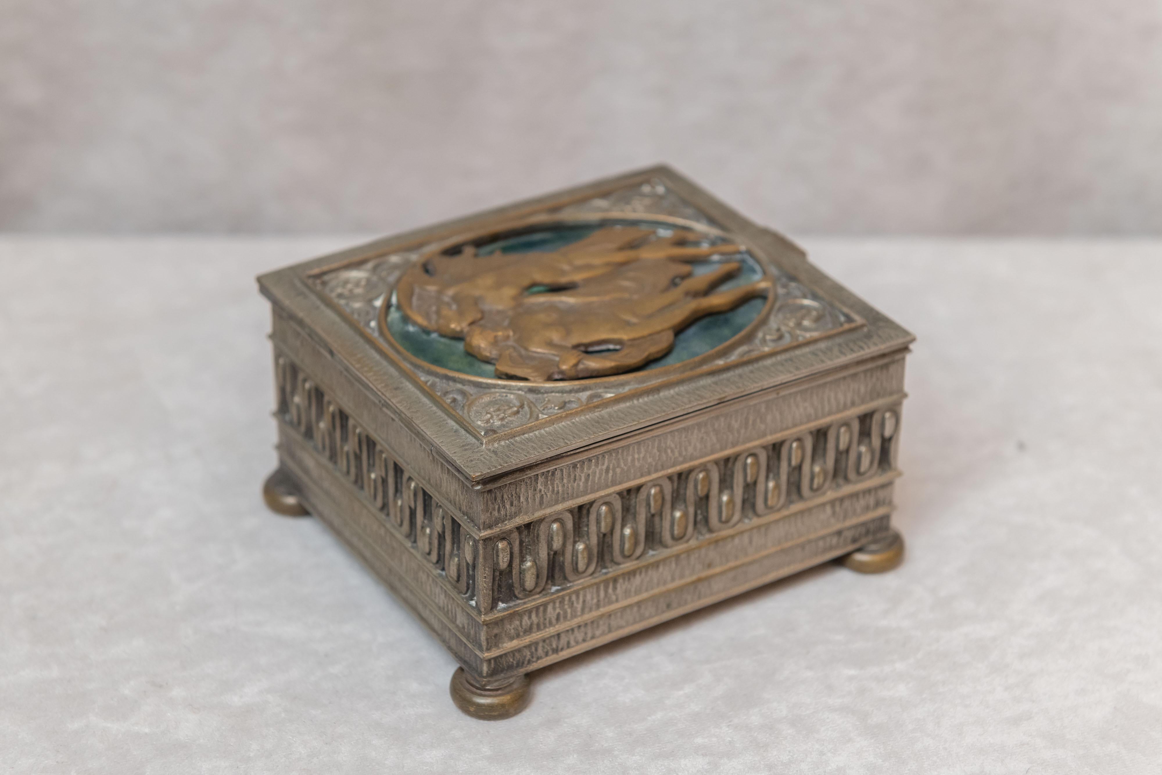 Silvered Art Deco /Nouveau Box, Artist-Signed Oscar Bach, circa 1920