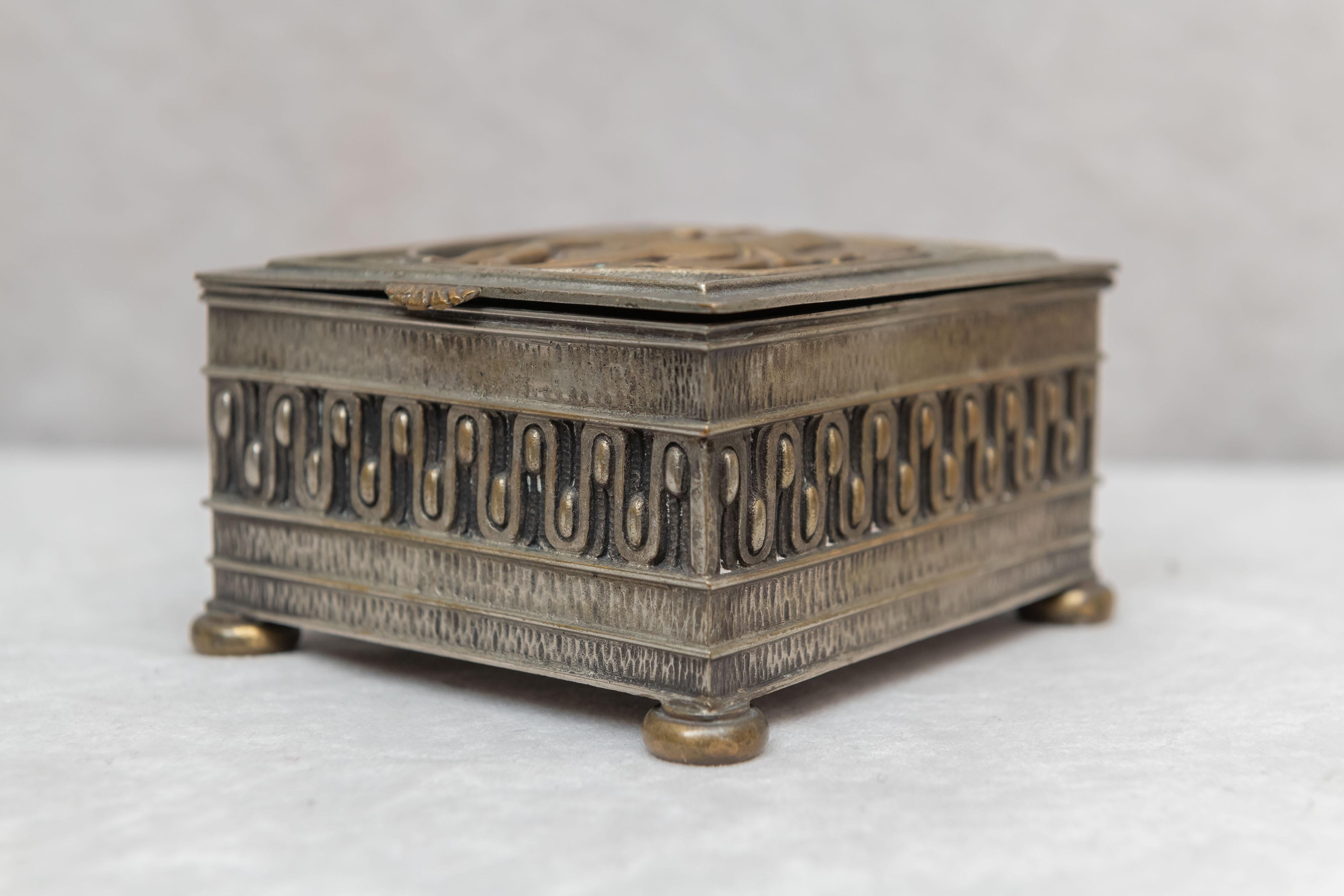 Metal Art Deco /Nouveau Box, Artist-Signed Oscar Bach, circa 1920