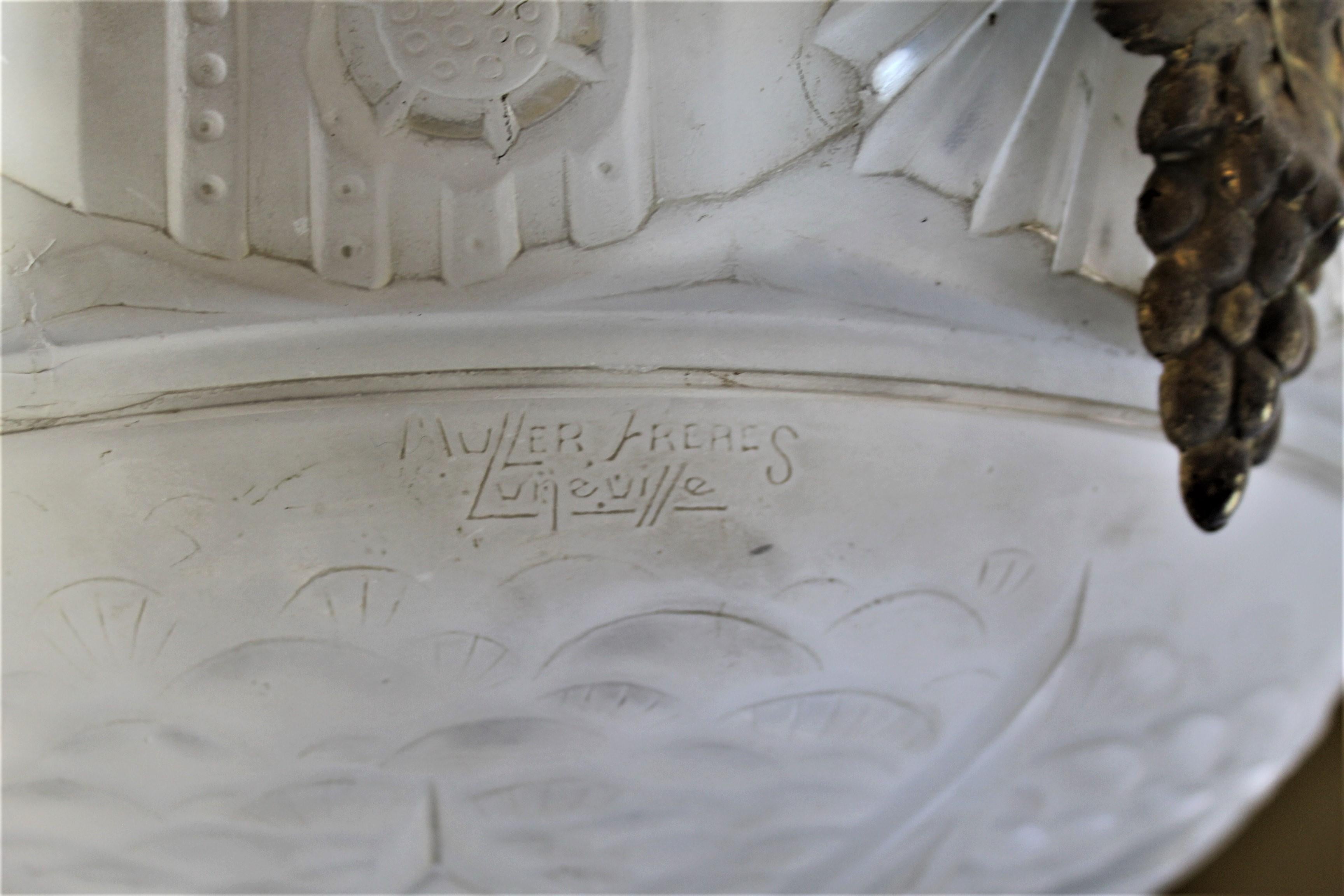 Intagliato Lampadario Art Deco/Nouveau /Antico firmato in vendita