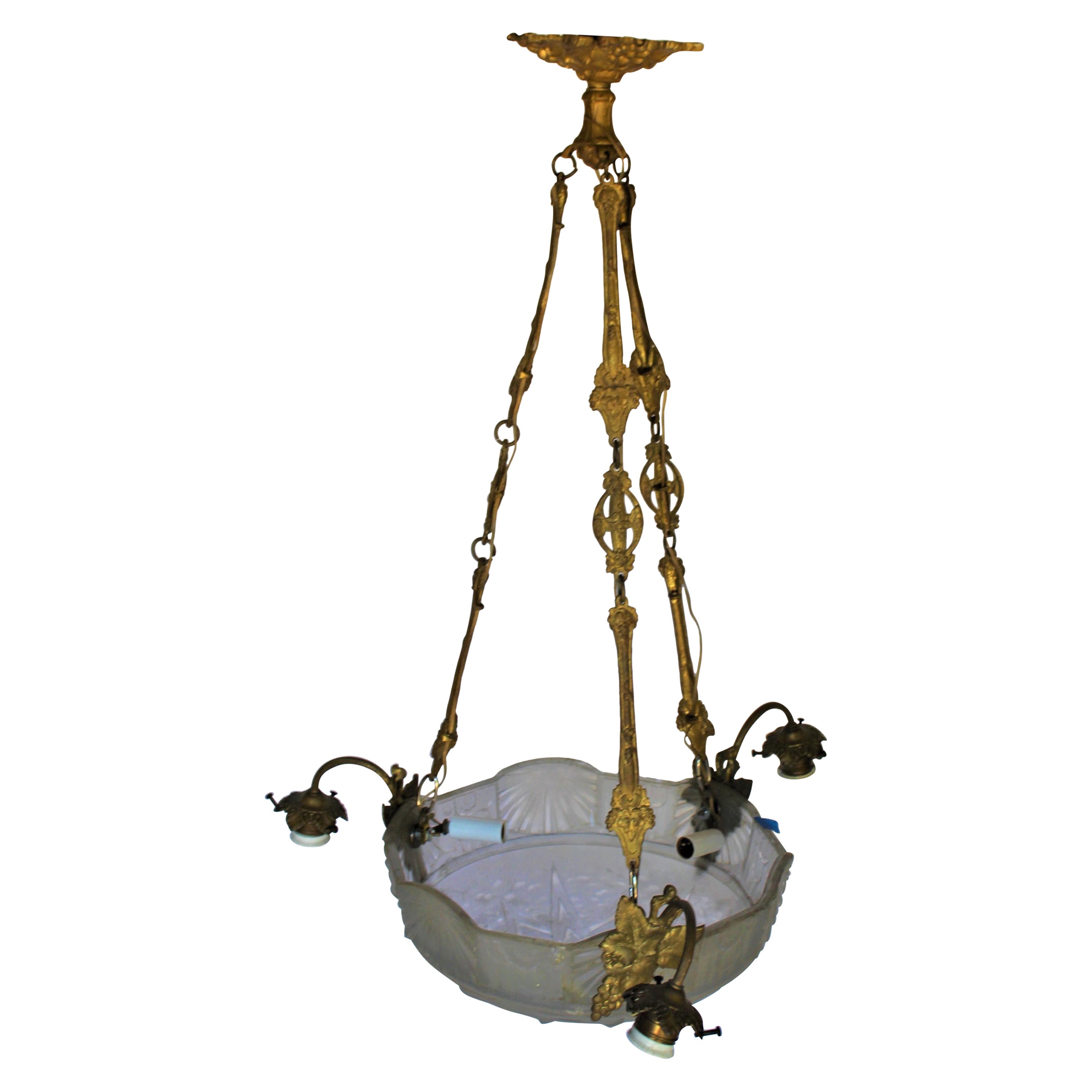 Art Deco/ Nouveau Chandelier /Antique Signed