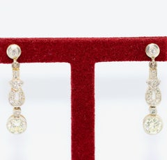 Art Deco, Nouveau Diamond Earrings, Gold and Platinum