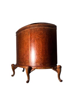 Classy Art Deco / Nouveau French Floral Demi Lune Burl Wood Cabinet